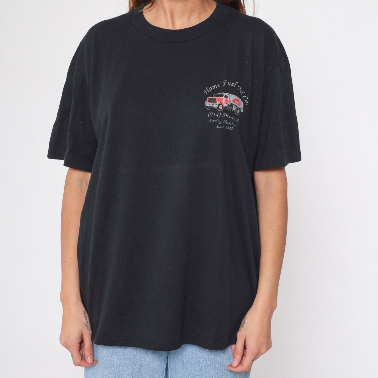 90s Home Fuel Oil Company Graphic T-Shirt Black Extra Large XL