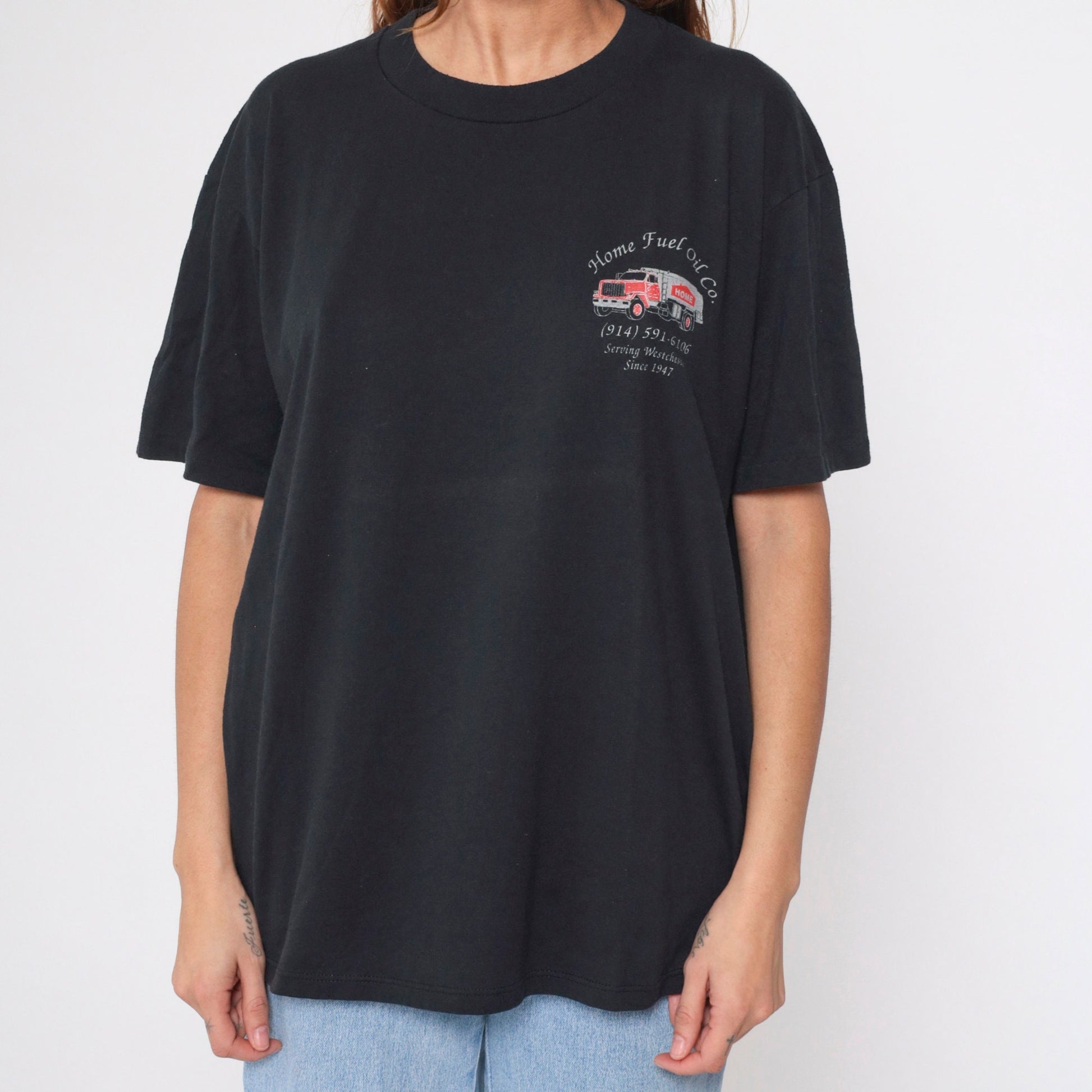 90s Home Fuel Oil Company Graphic T-Shirt Black Extra Large XL
