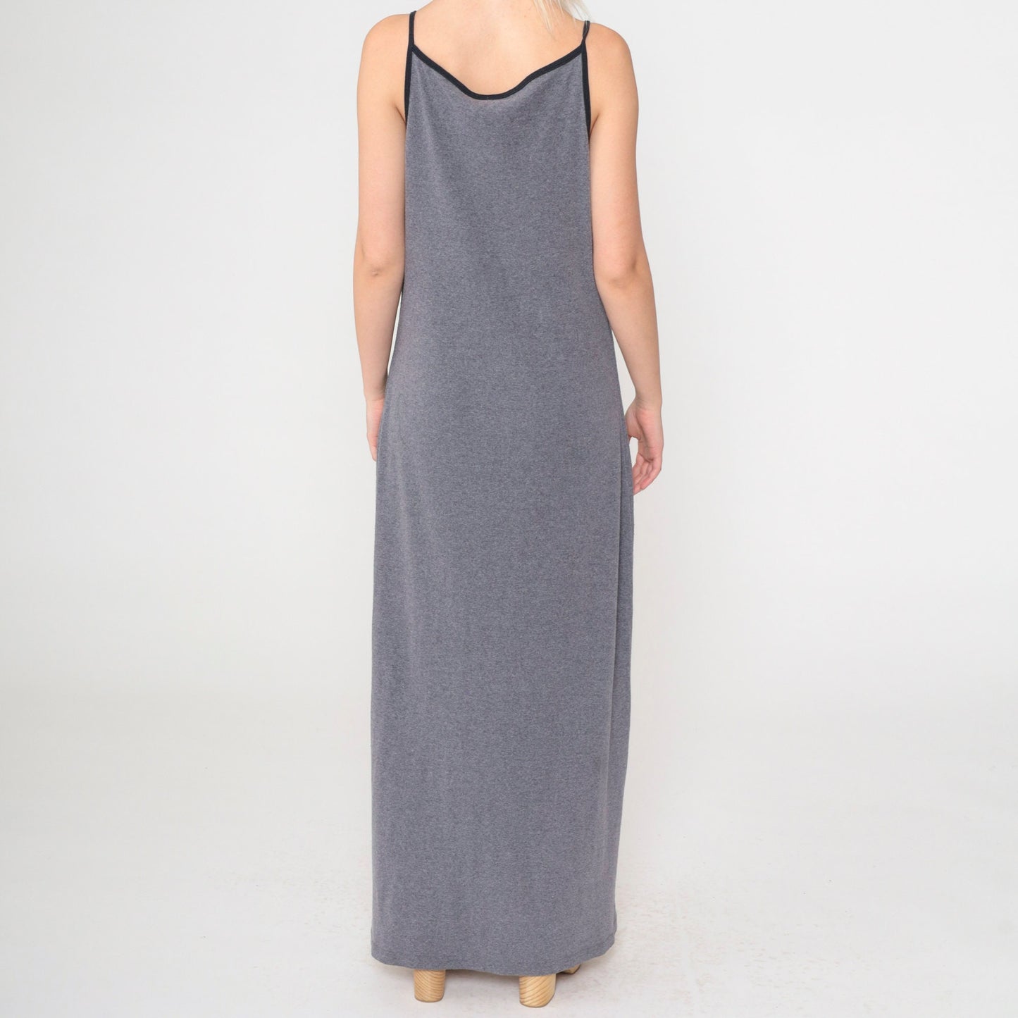 Y2K Grey Floral Maxi Dress Spaghetti Strap Bodycon 00s Xhilaration Medium
