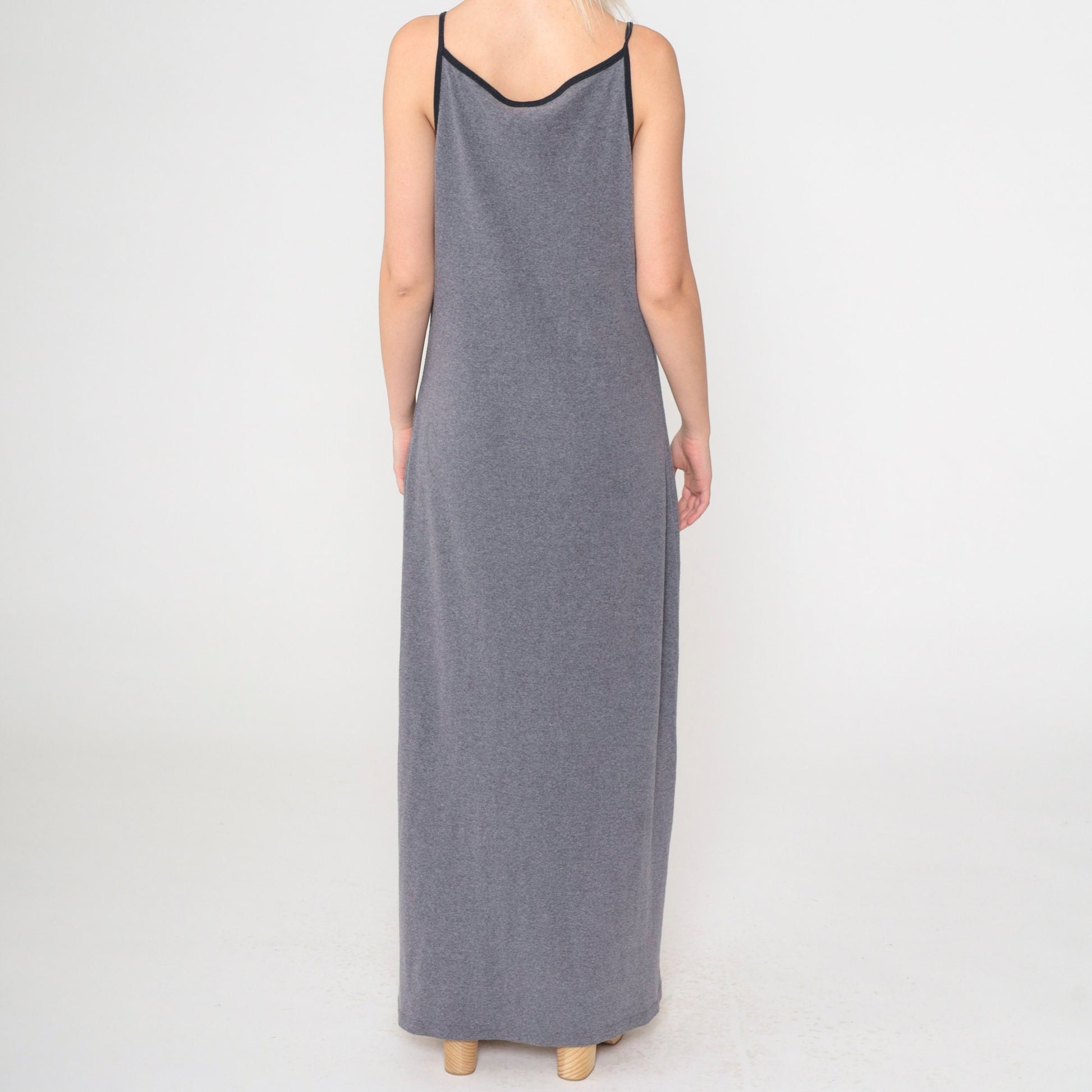 Y2K Grey Floral Maxi Dress Spaghetti Strap Bodycon 00s Xhilaration Medium