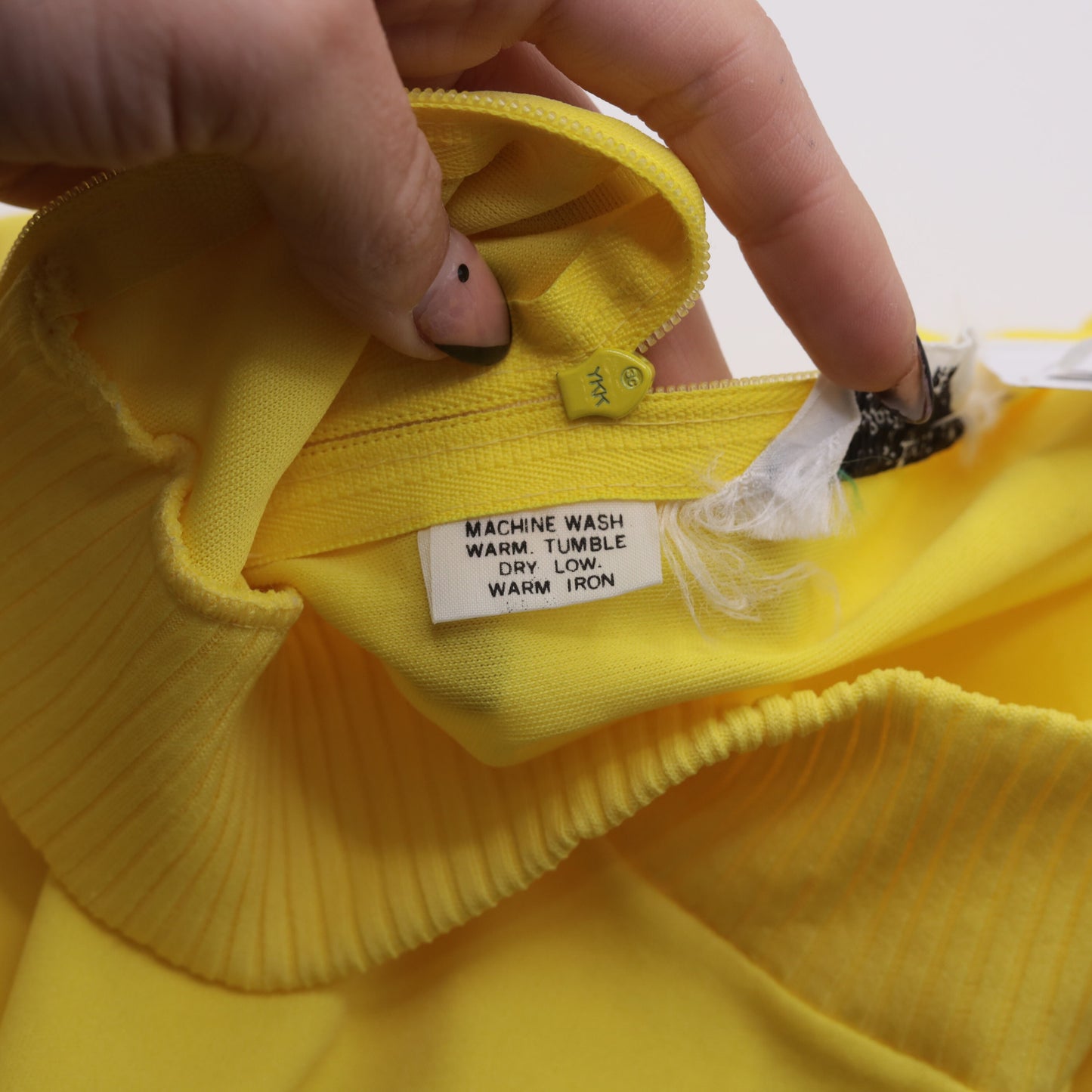 70s Yellow Mock Neck Blouse Long Sleeve Polyester Vintage Shirt Small