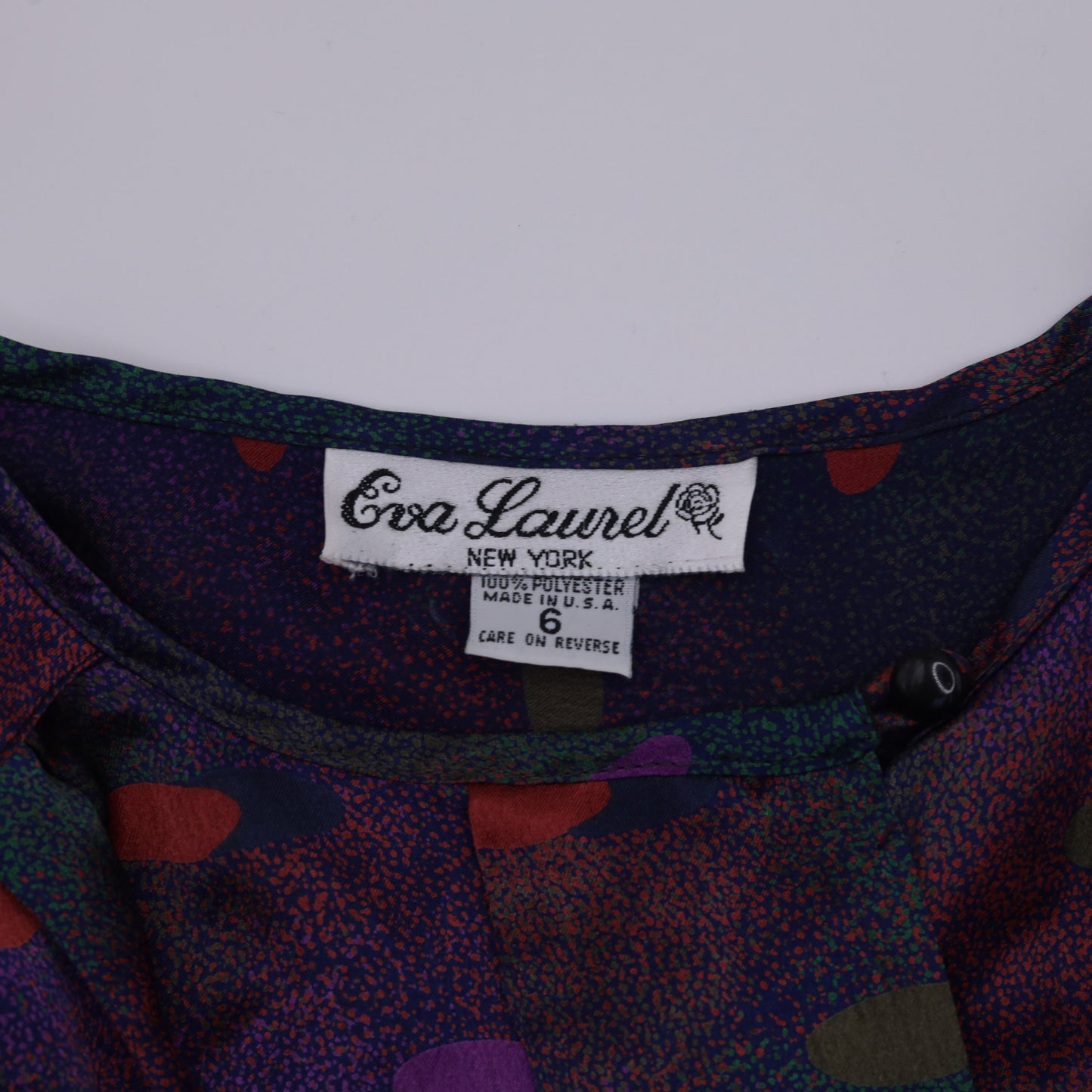 80s Polka Dot Puff Sleeve Button-Up Blouse Multicolor Polyester Small