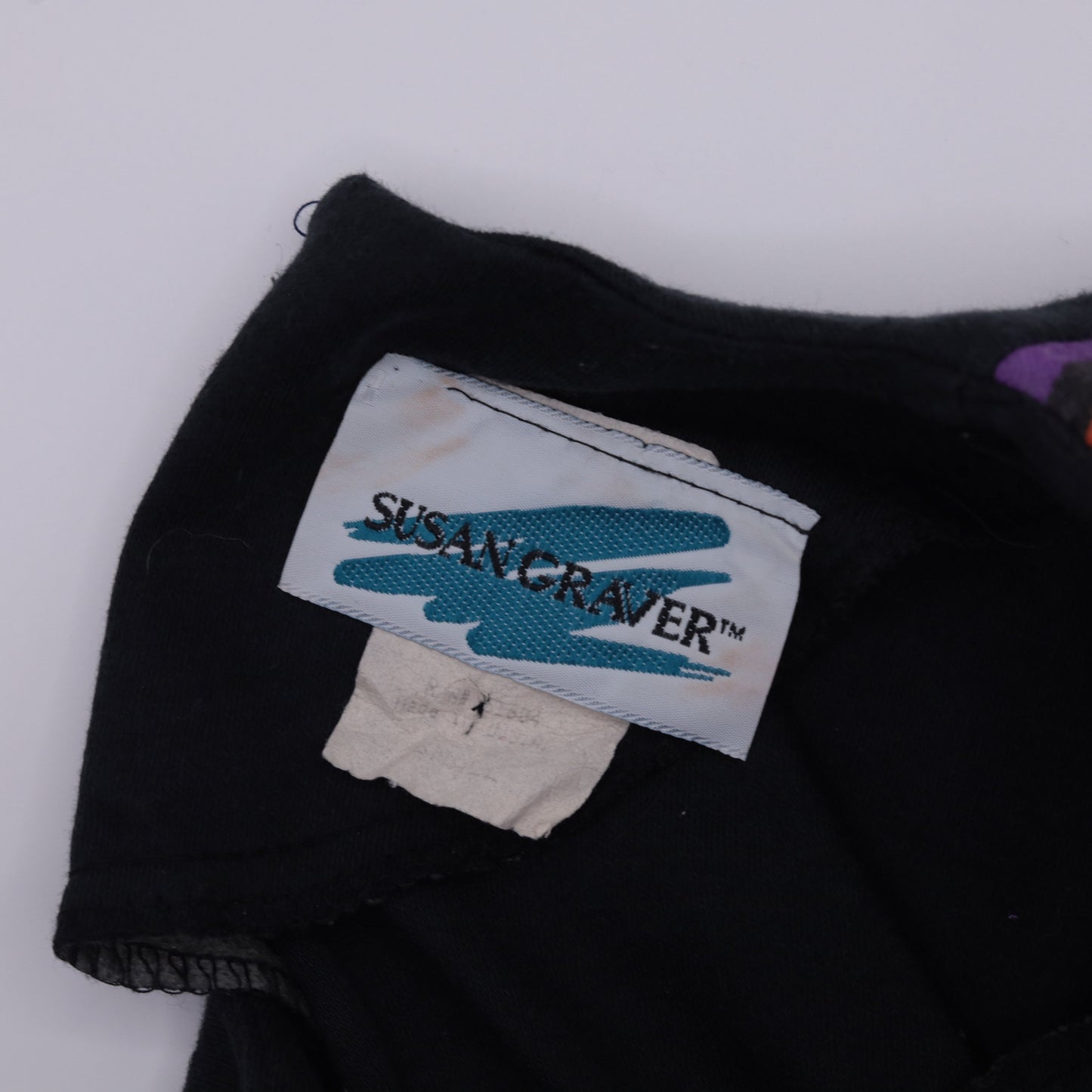 90s Southwest Fringe T-Shirt Black Rhinestone Yoke Small