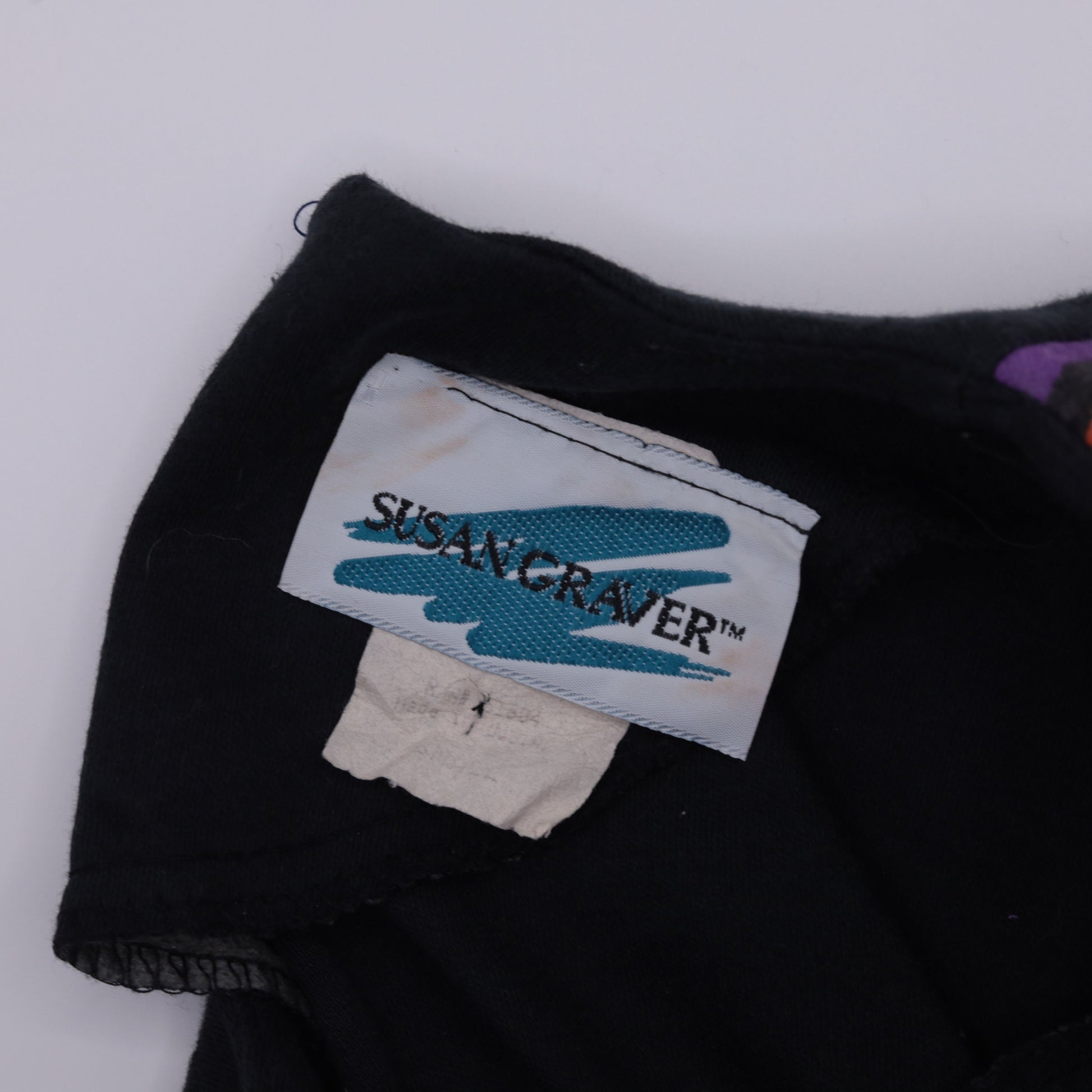90s Southwest Fringe T-Shirt Black Rhinestone Yoke Small