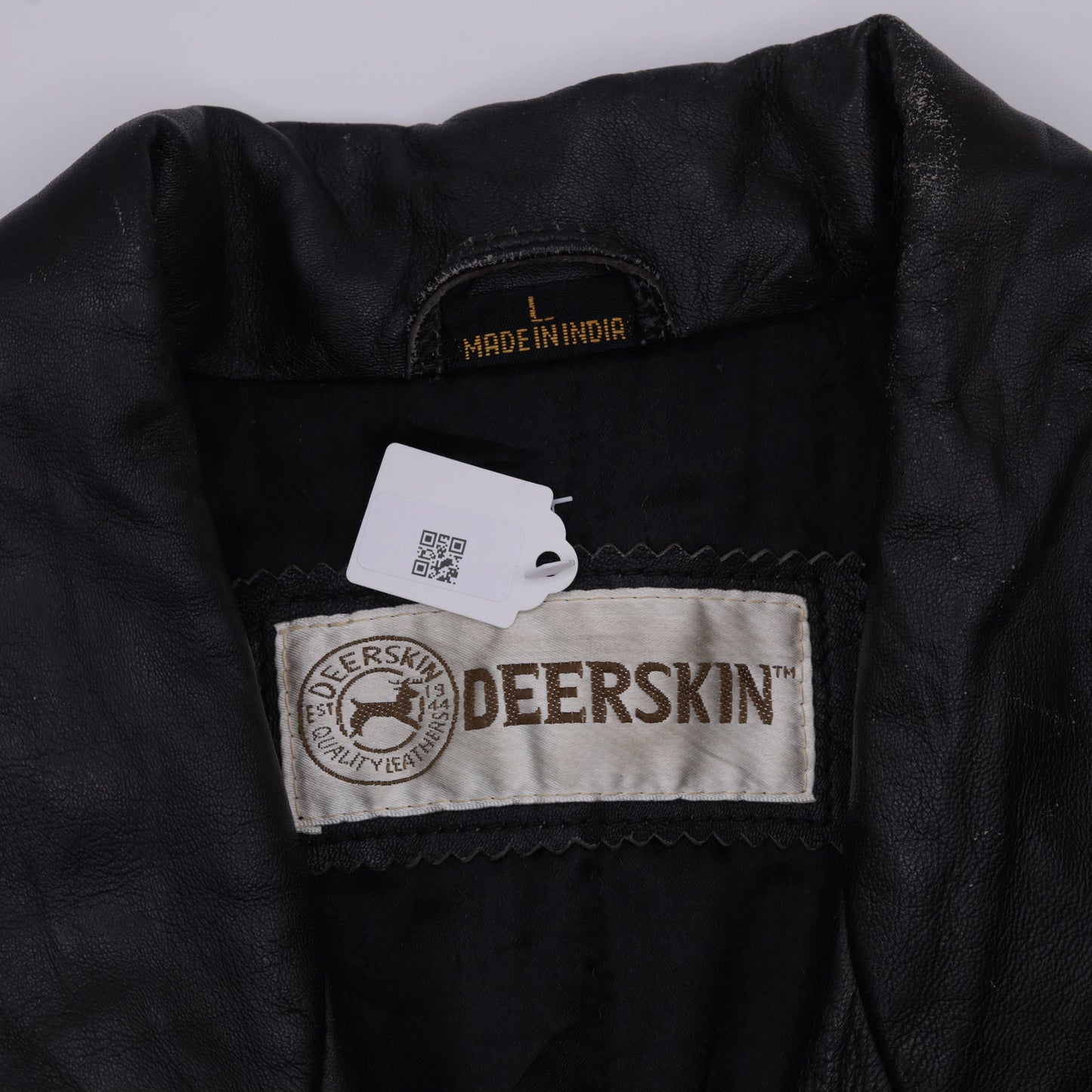 90s Black Deerskin Leather Coat Cargo Pockets Zip Snap Longline Large L