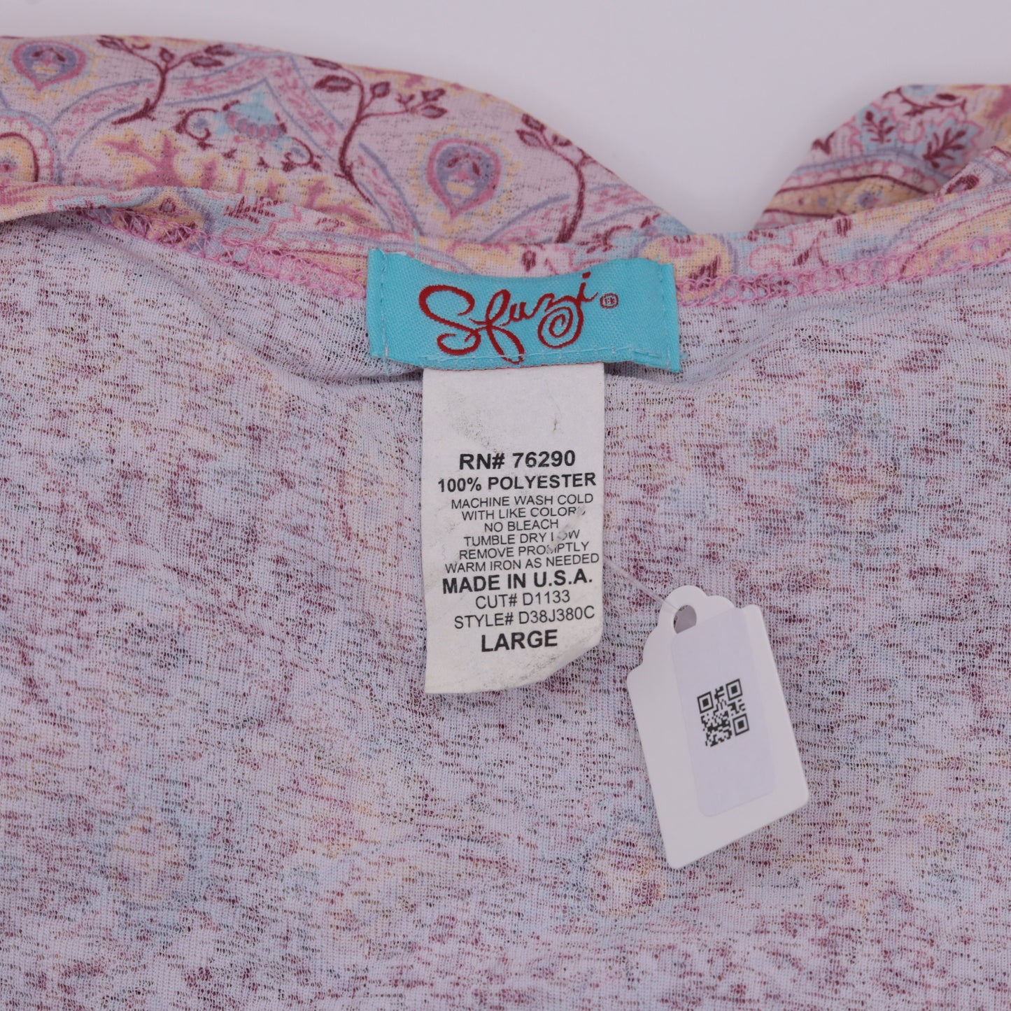 Y2K Paisley V-Neck Blouse Pink Bell Sleeve Asymmetrical Lettuce Edge Large L