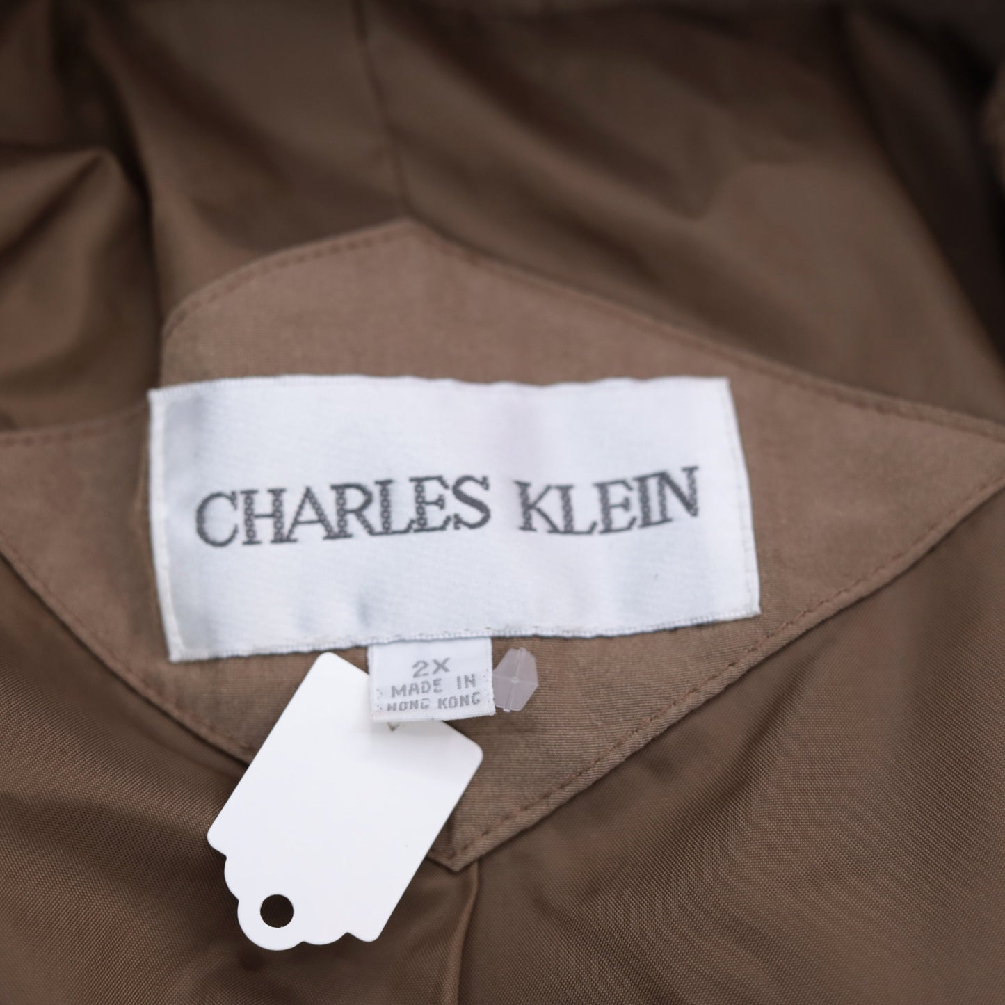 90s Plus Size Brown Windbreaker Jacket Drawstring Waist Zip Pockets XXL