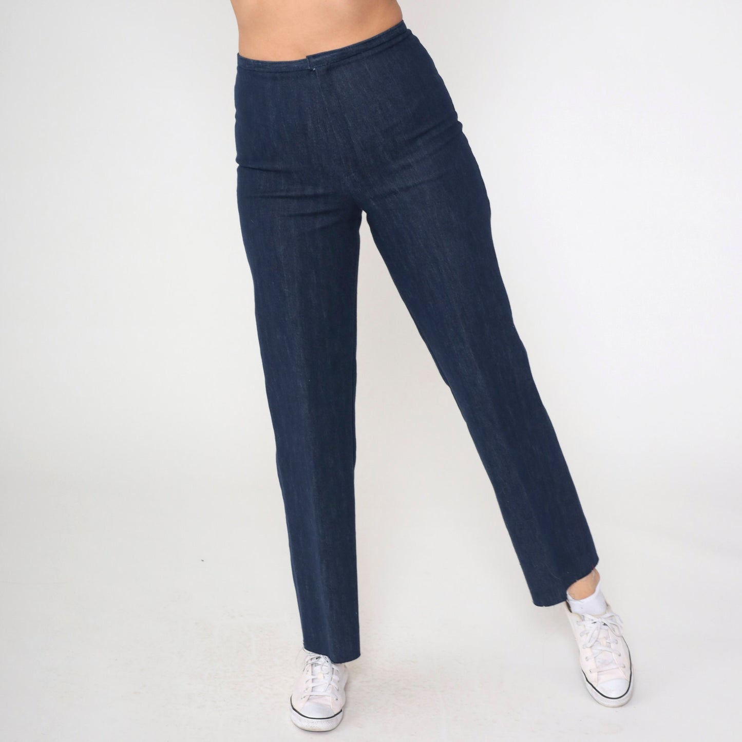 80s Dark Wash Straight Leg Jeans High Rise Embroidered Hearts CR Small S