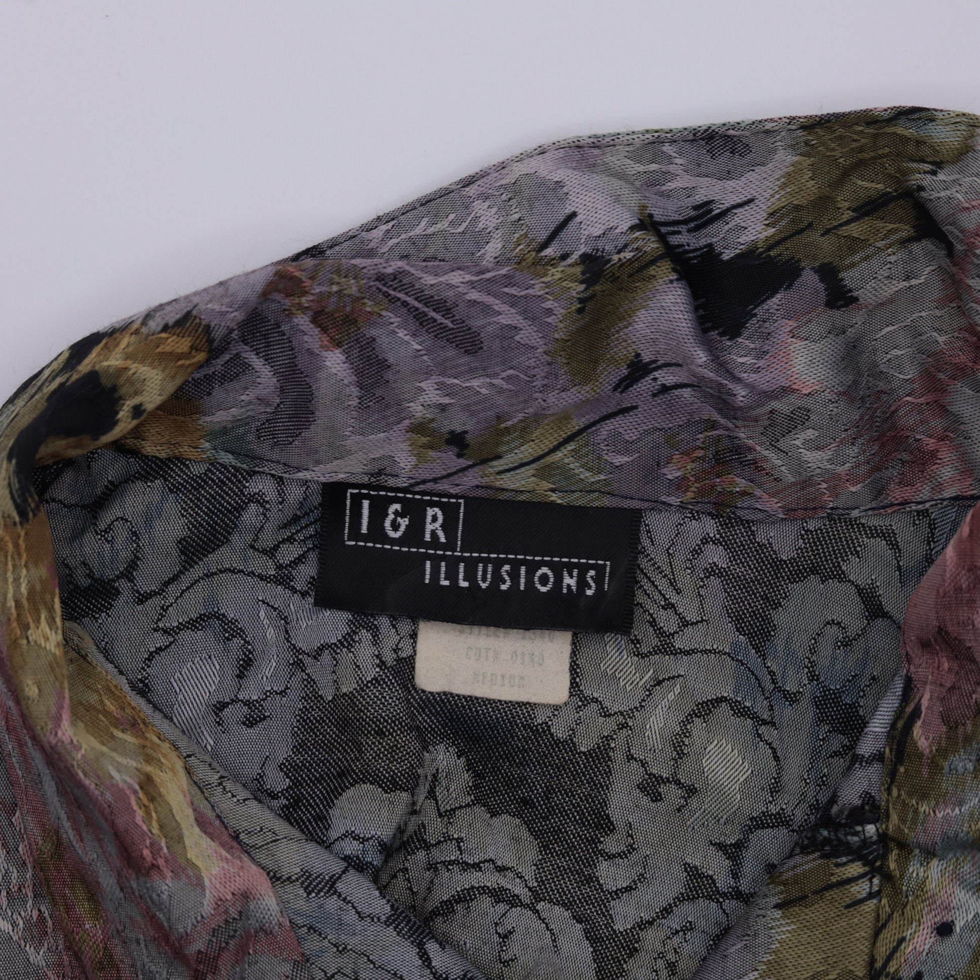90s Floral Crop Top Button Up Blouse Sheer Chiffon Sleeves Small