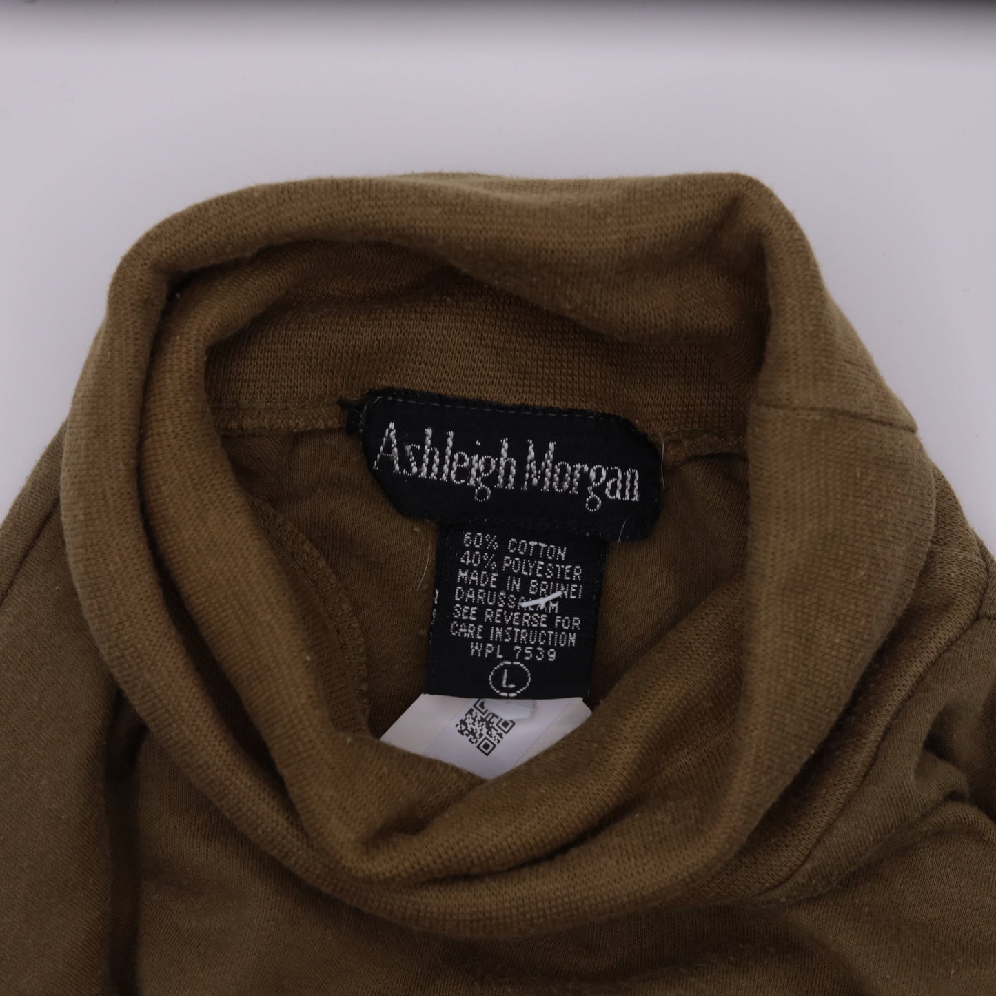 90s Brown Turtleneck Long Sleeve Shirt Cotton Blend Medium