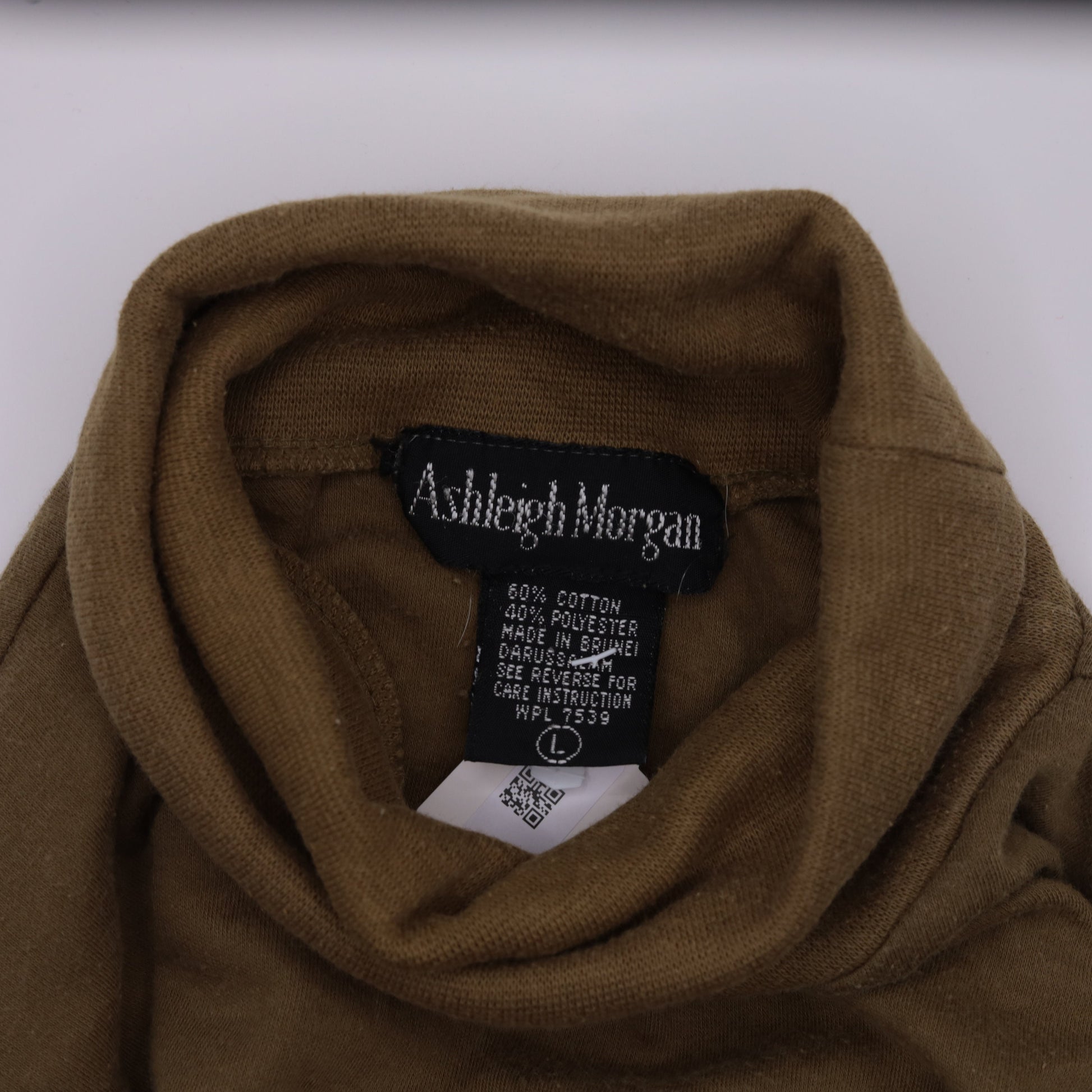90s Brown Turtleneck Long Sleeve Shirt Cotton Blend Medium