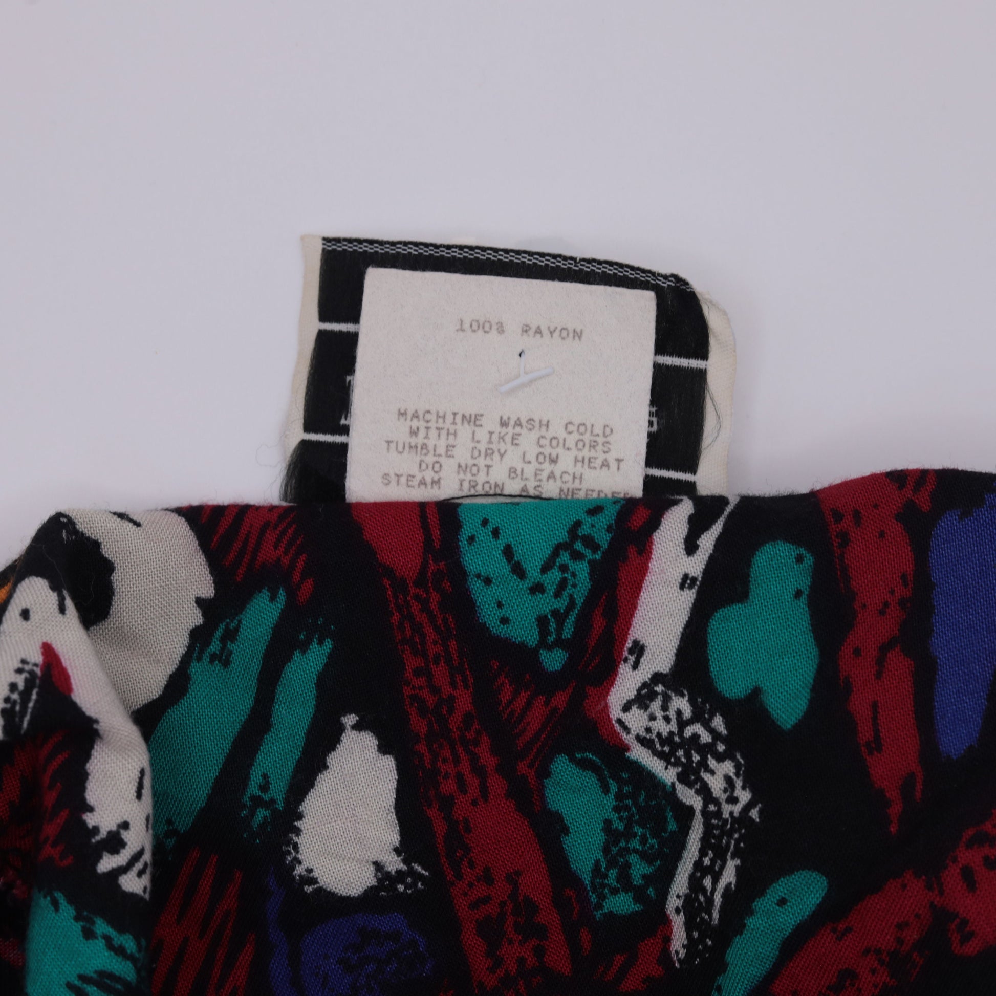 90s Abstract Geometric Floral Blazer Jacket Red Blue Open Front Puff Sleeve Medium Petite