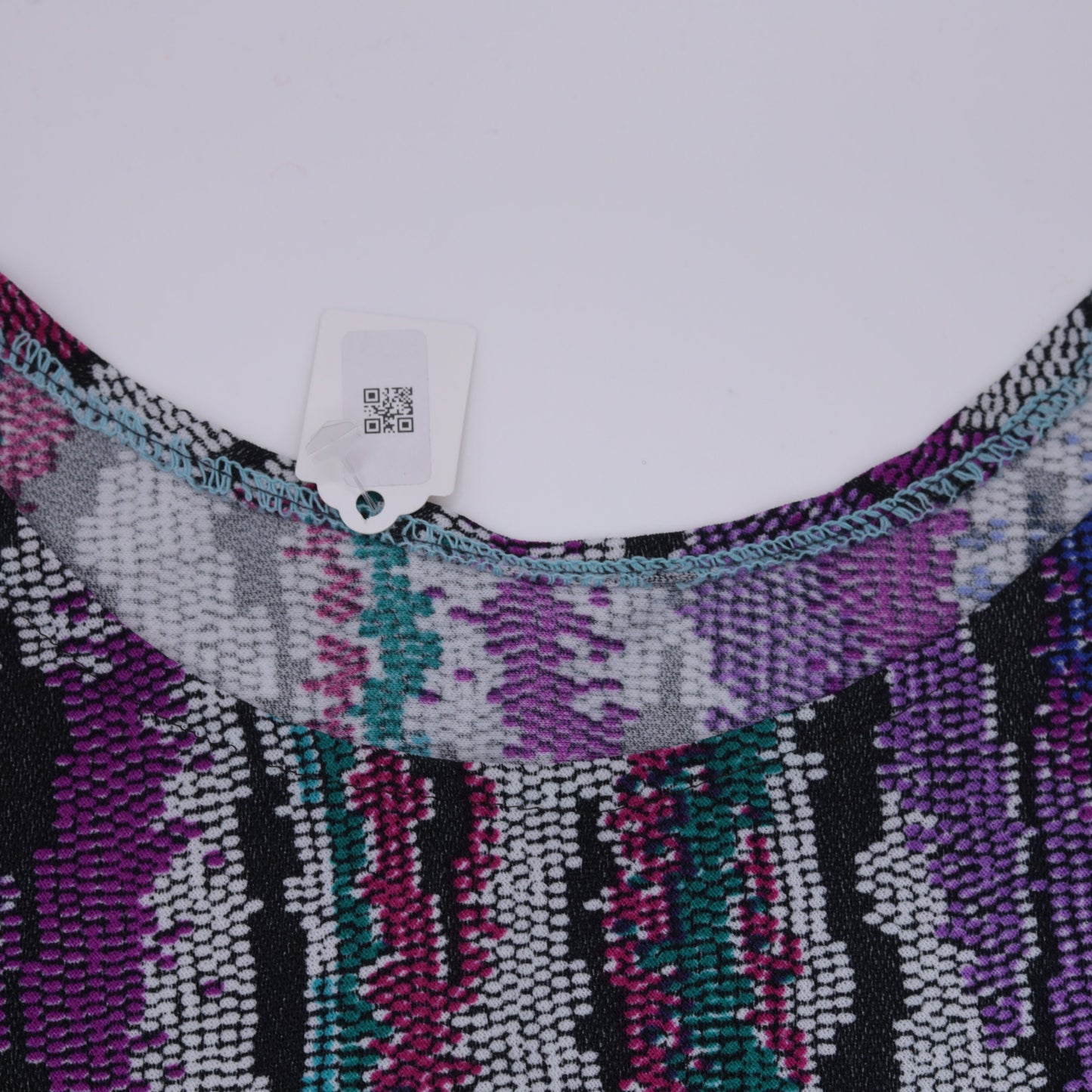 90s Abstract Print Tank Top Purple Turquoise Green Scoop Neck Small