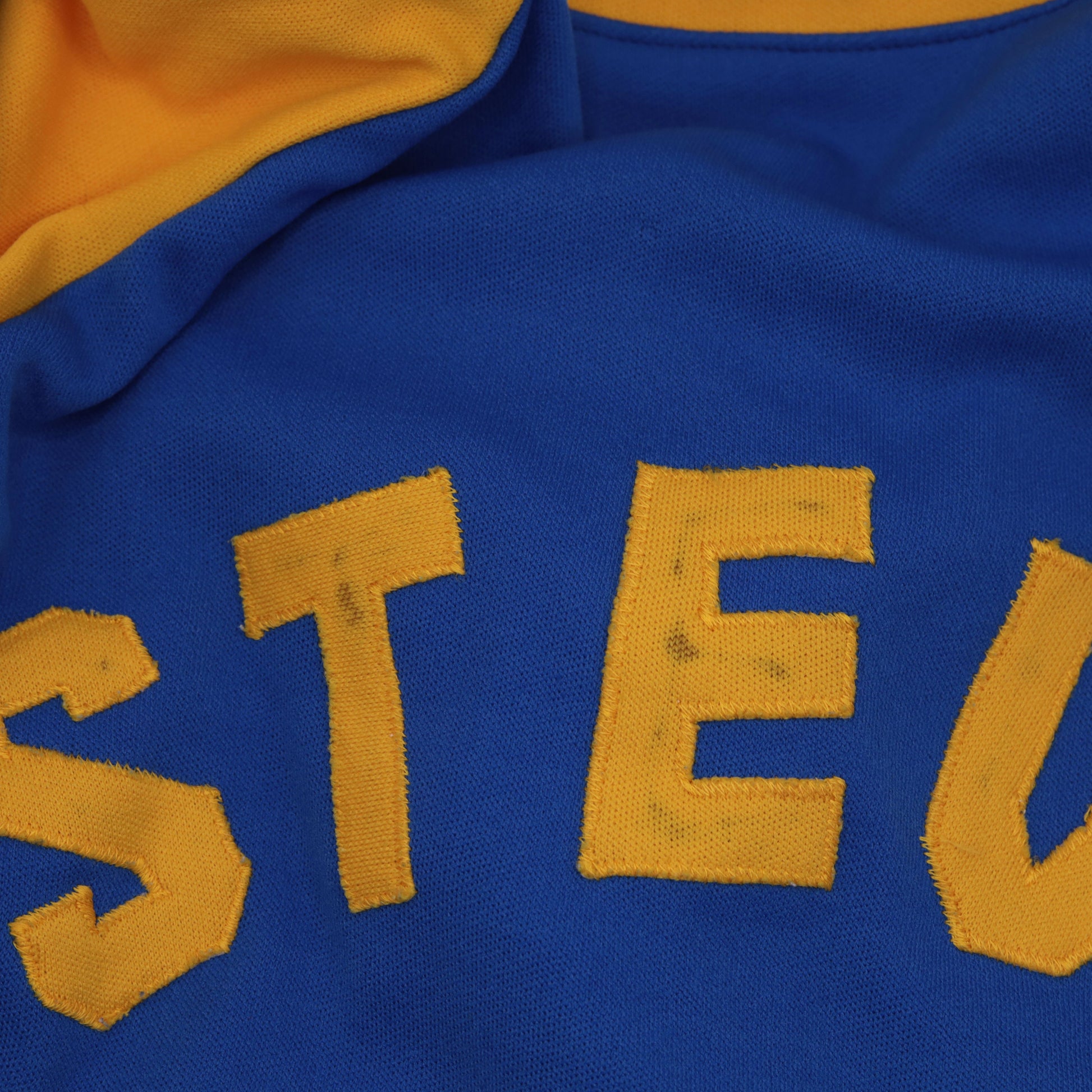 70s Trans Express Steve 31 Baseball Ringer Tee V-Neck Raglan Yellow Blue Medium