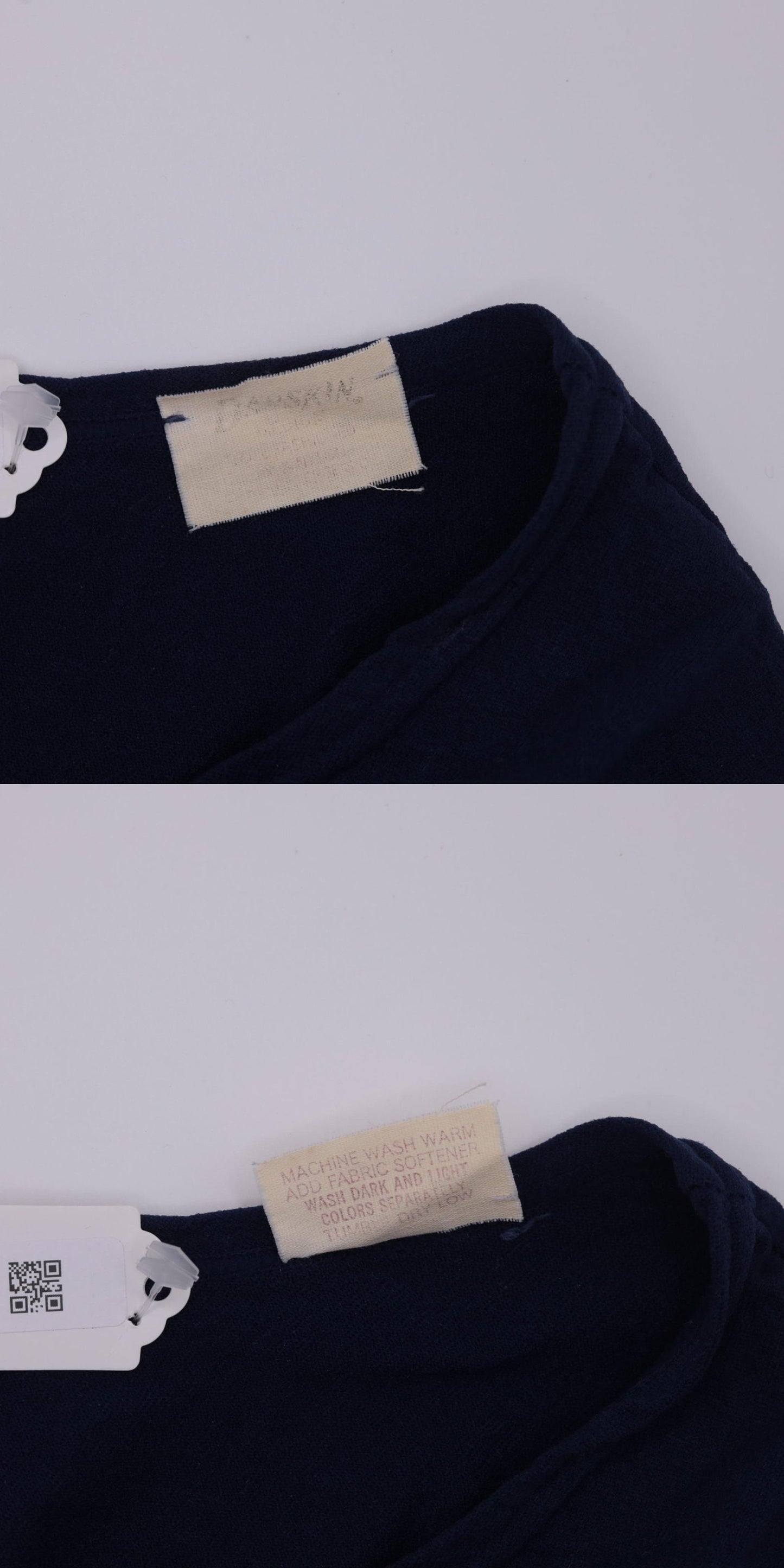 80s Danskin Navy Leotard Long Sleeve Scoop Neck Bodysuit Small