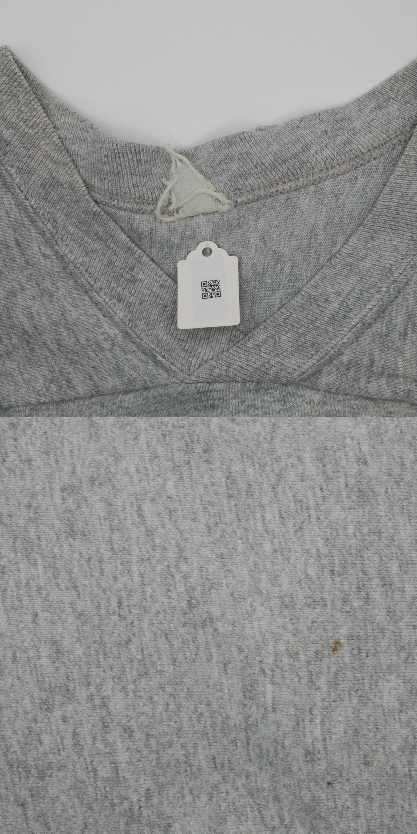 80s MacGregor V-Neck T-Shirt Grey Spellout Sleeve Tee Medium