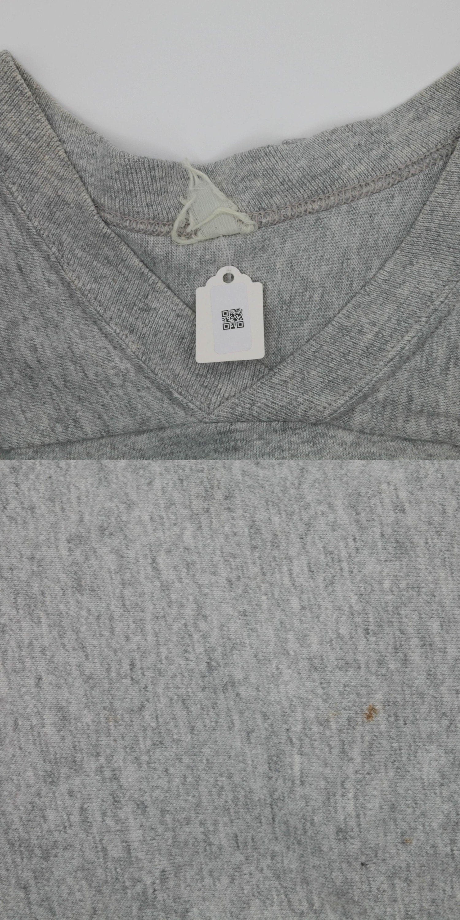 80s MacGregor V-Neck T-Shirt Grey Spellout Sleeve Tee Medium