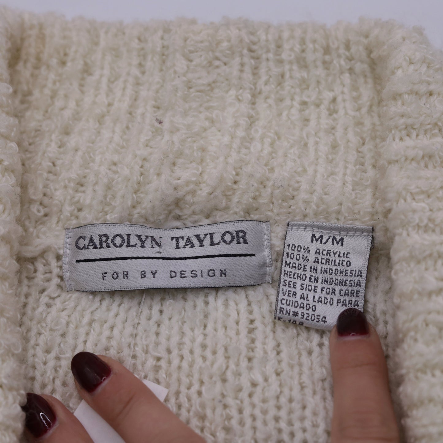 90s Cream Cardigan Open Front Longline Knit Sweater Medium