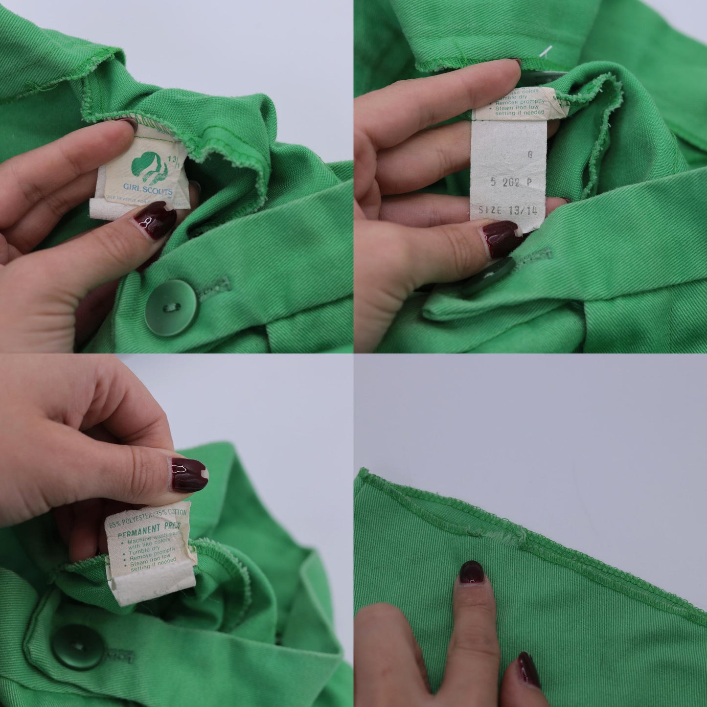 70s Girl Scouts Green High-Waisted Straight Leg Trousers Small