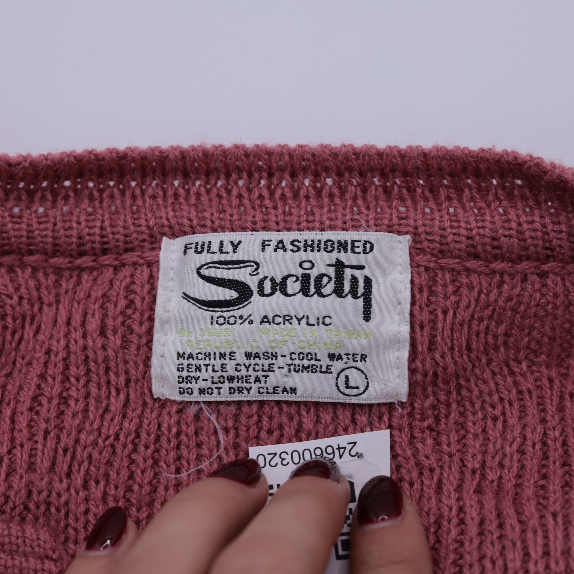 70s Pink Textured Knit Cardigan Open Front Long Sleeve Medium