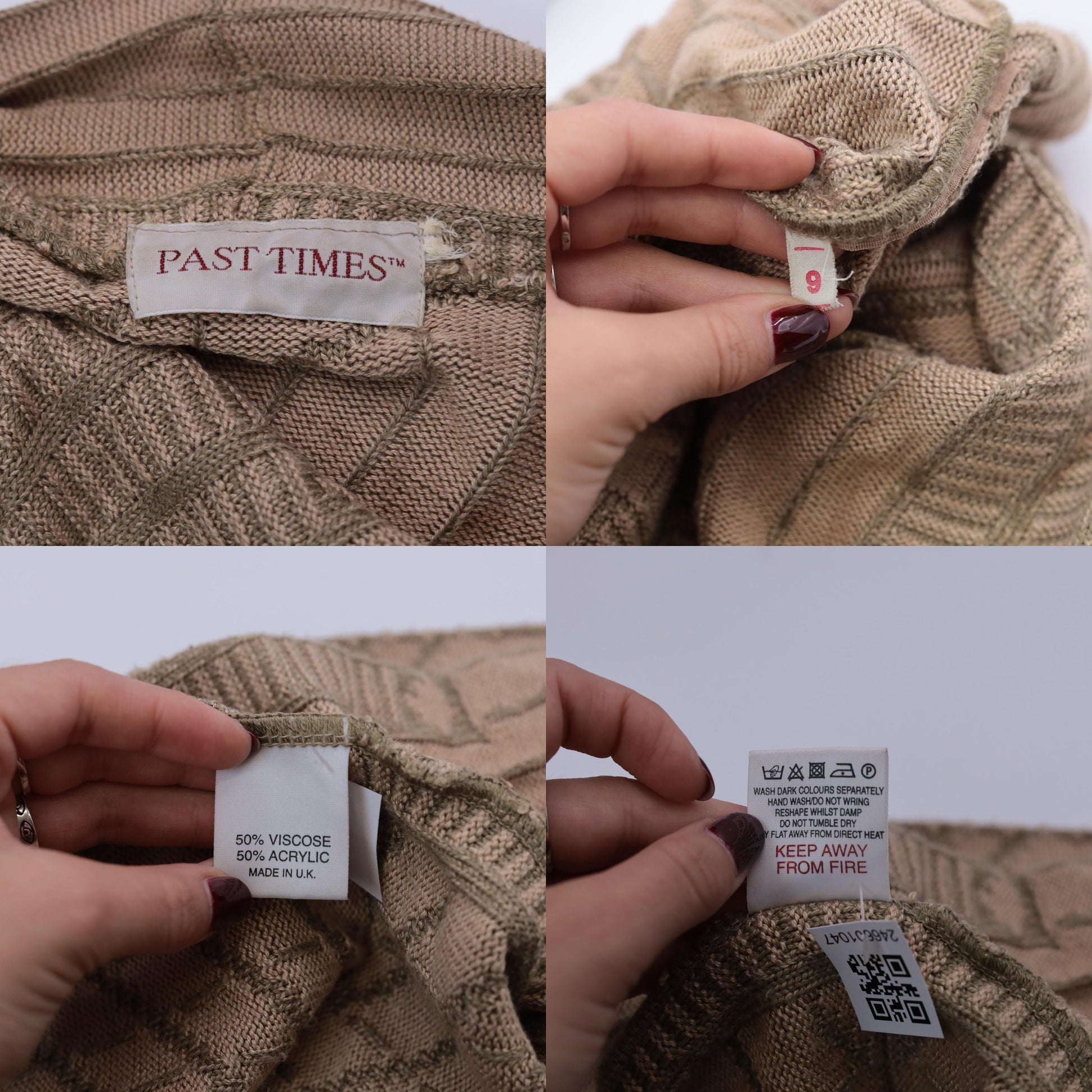 90s Tan Geometric Wrap Cardigan Sweater Medium