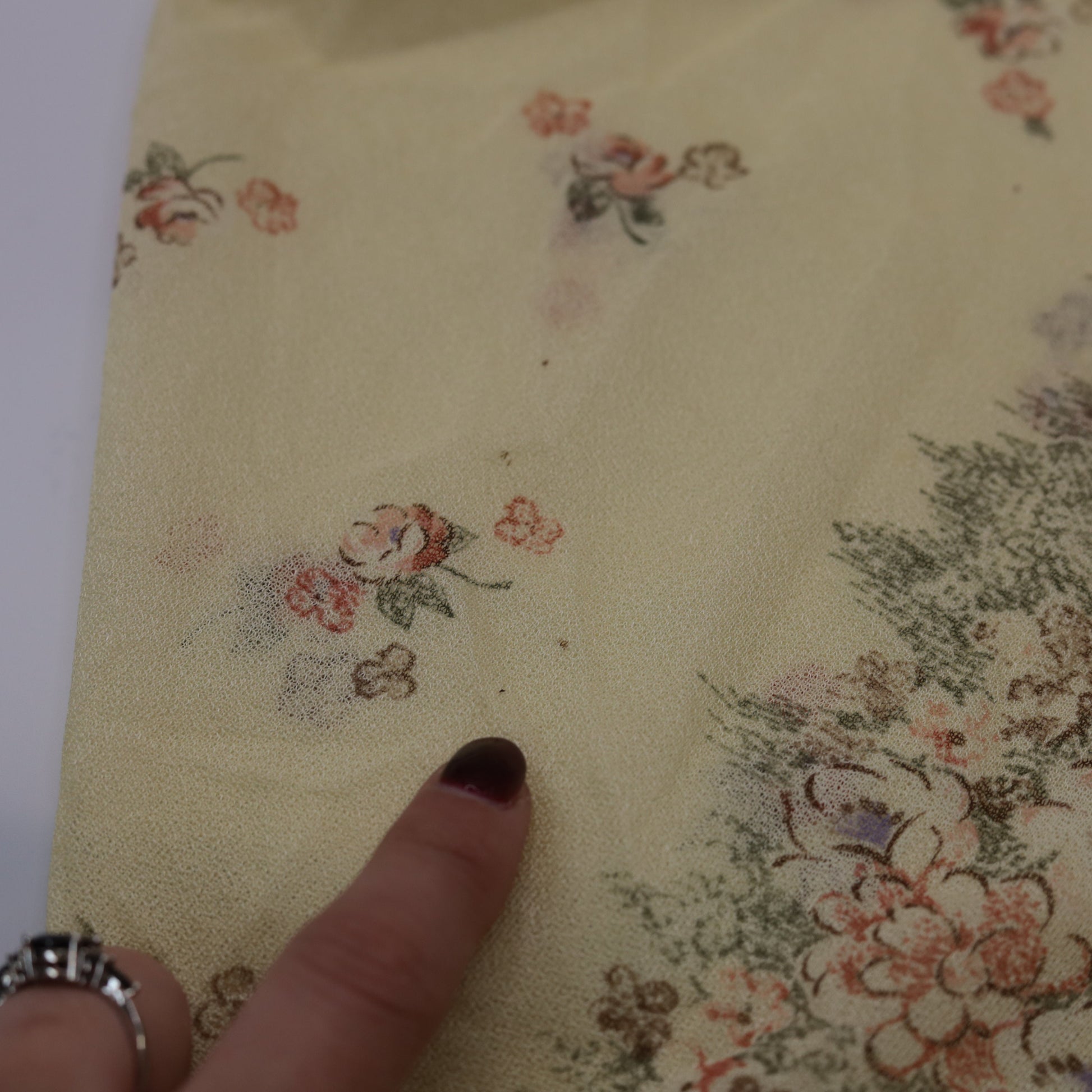 70s Yellow Floral Bolero Jacket Sheer Crop Open Front Tie Chest Small Medium