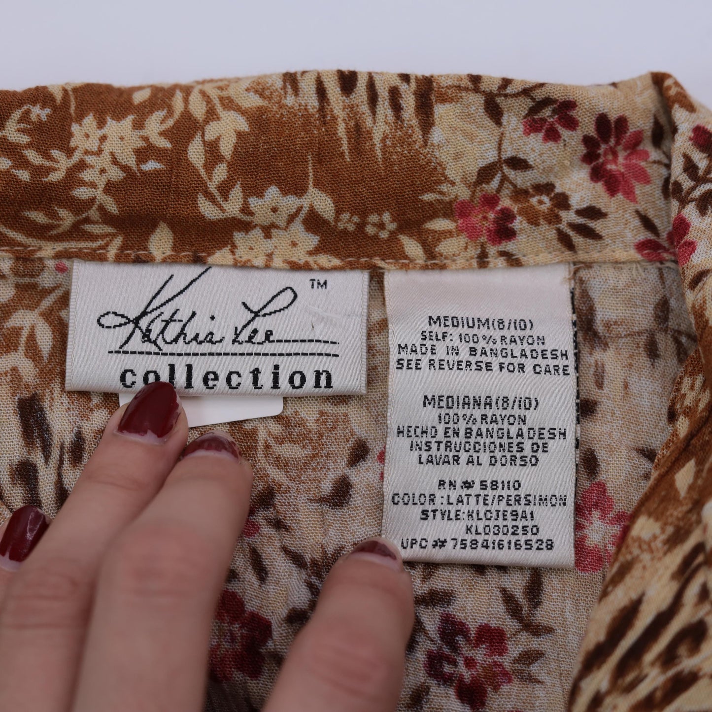 90s Kathie Lee Leopard Floral Button Up Blouse Tan Brown Short Sleeve Medium