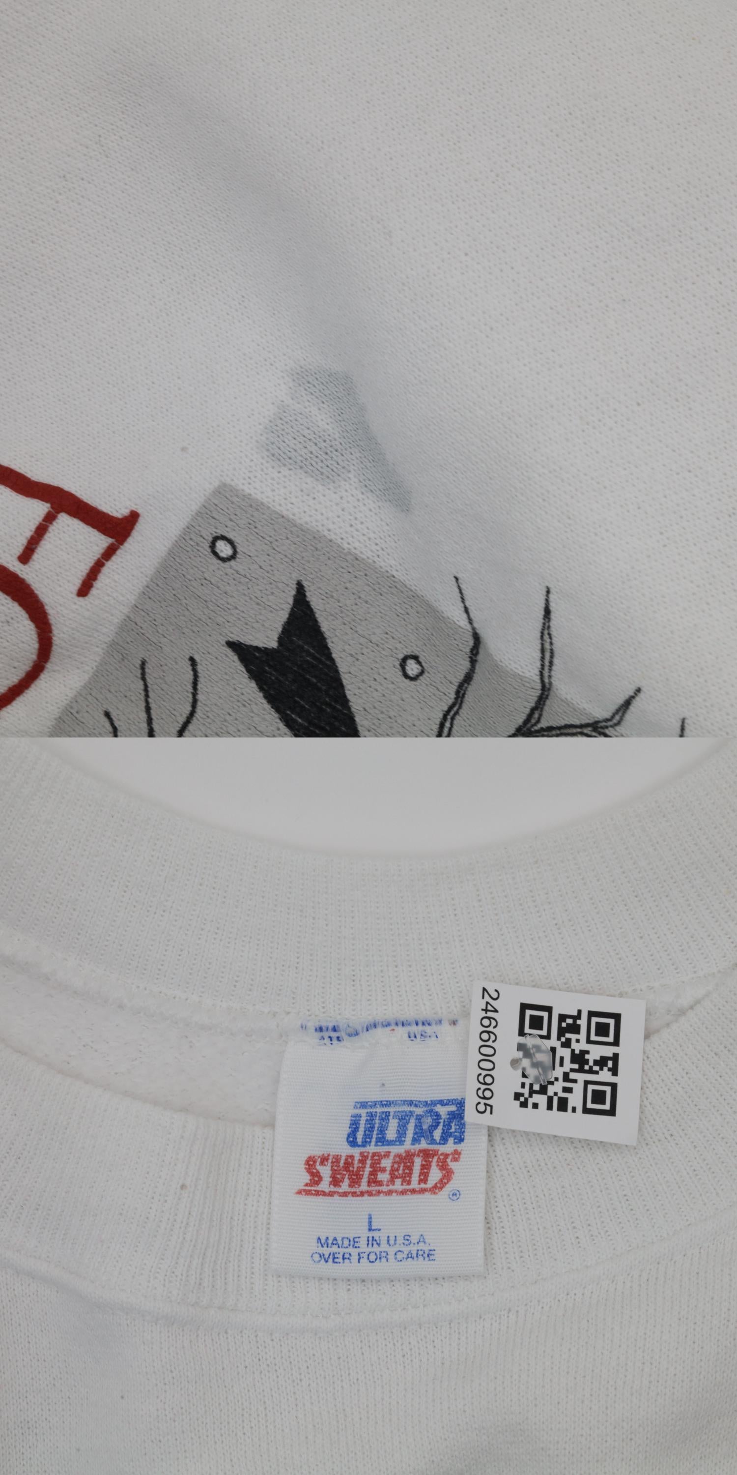 90s Kansas Winter Bird Graphic Sweatshirt White Crewneck Large
