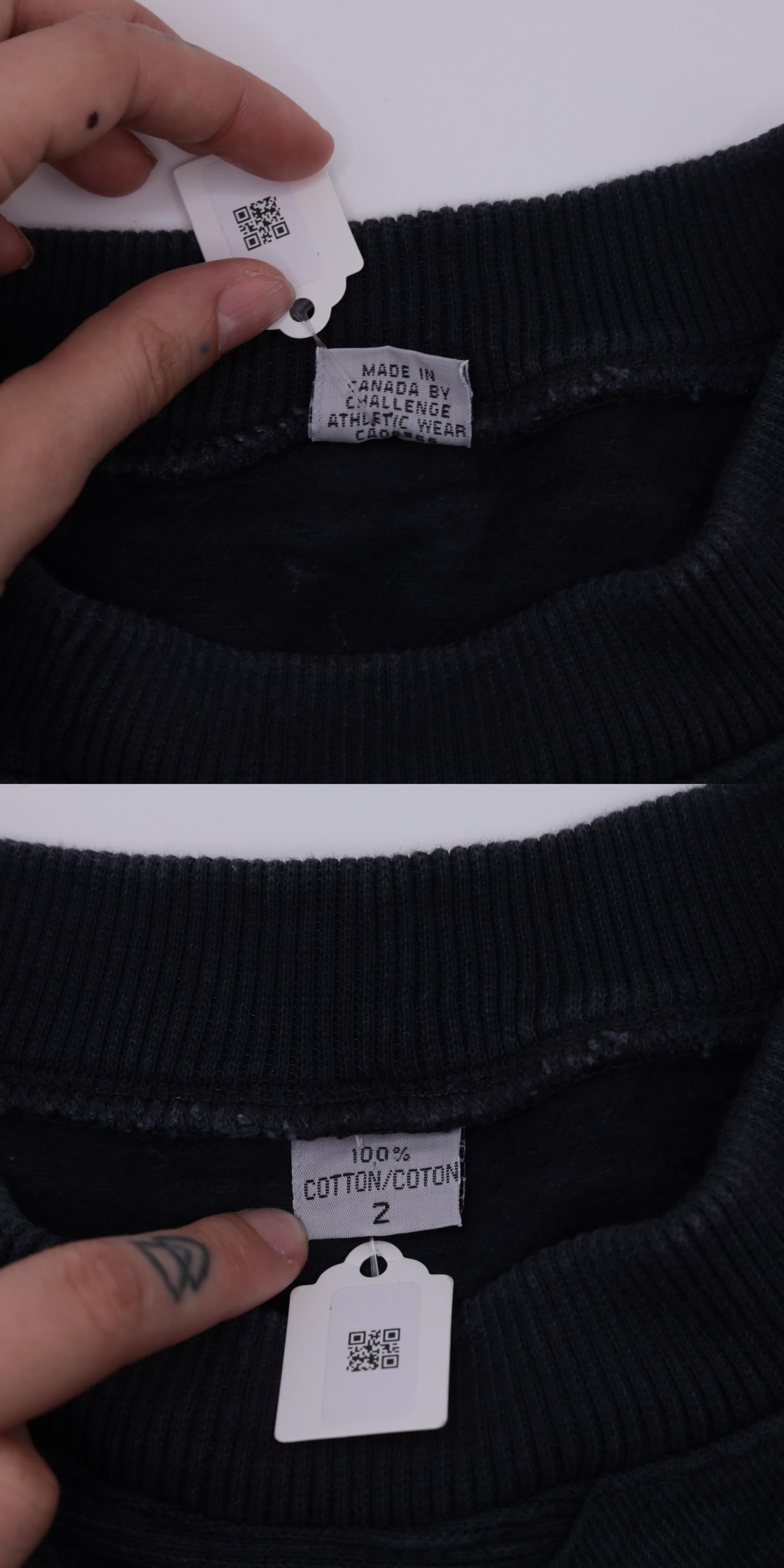 90s Vancouver Indigenous Embroidered Sweatshirt Faded Black Canada Crewneck XXL
