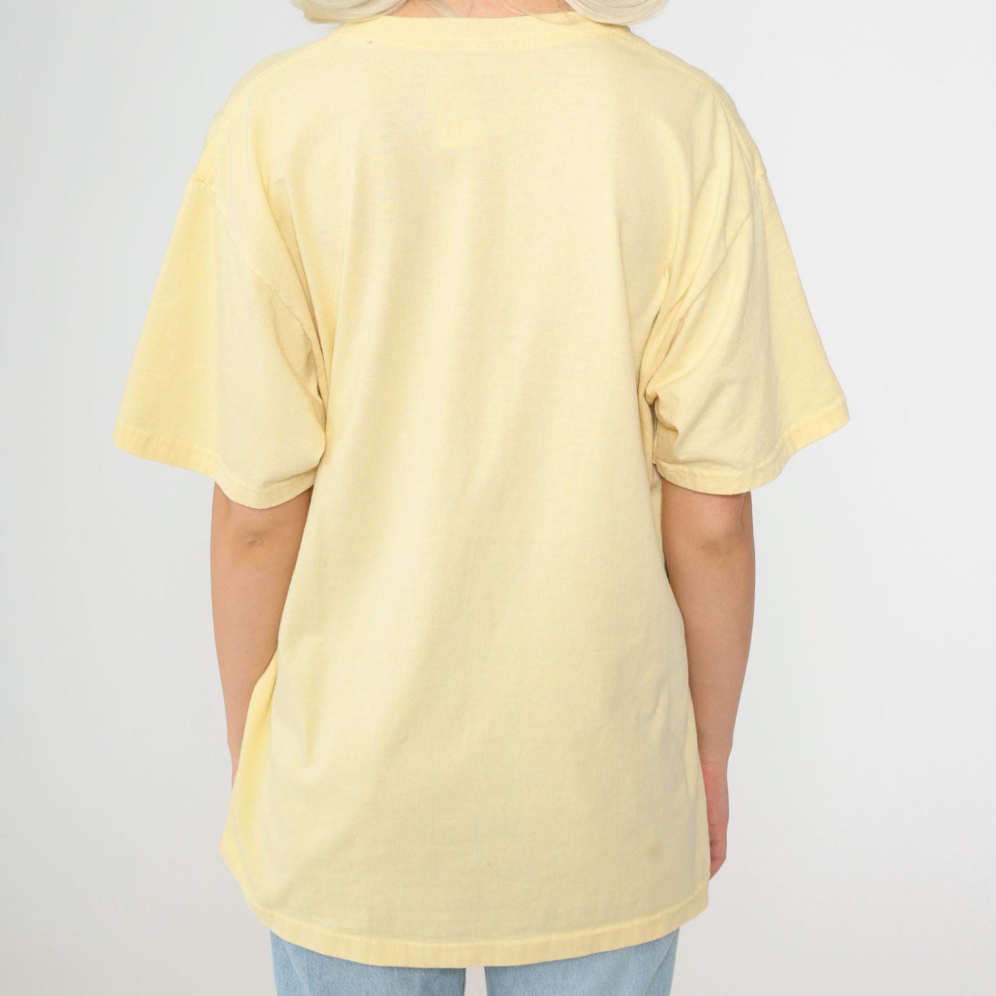Y2K Dragonfly Floral Graphic Tee Yellow Short Sleeve Crewneck Medium