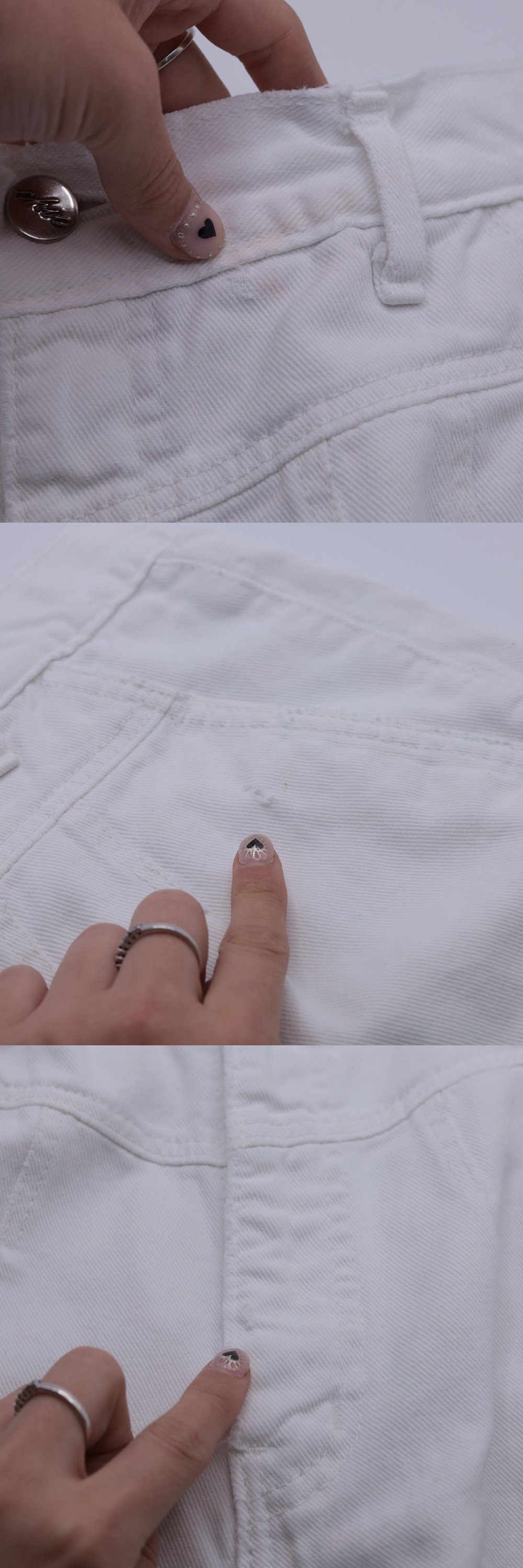 90s White Denim Shorts High Waisted Pleated Jean Shorts Medium