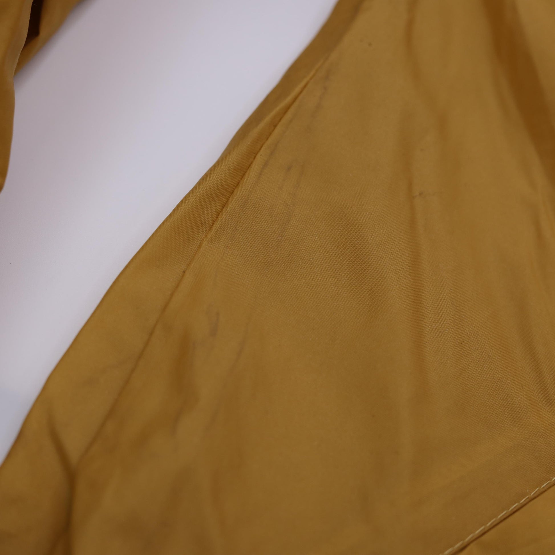 70s Mustard Yellow Windbreaker Jacket Zip Up White Trim Extra Small
