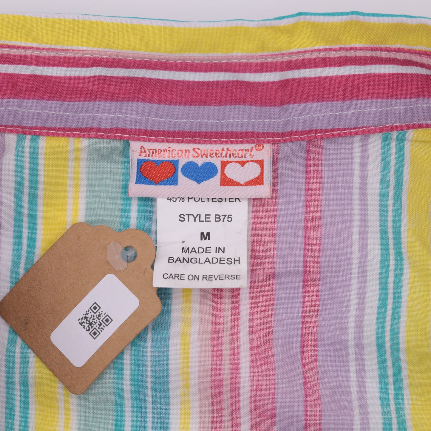 00s Striped Button Up Blouse Multicolor Rainbow Y2K Shirt Medium