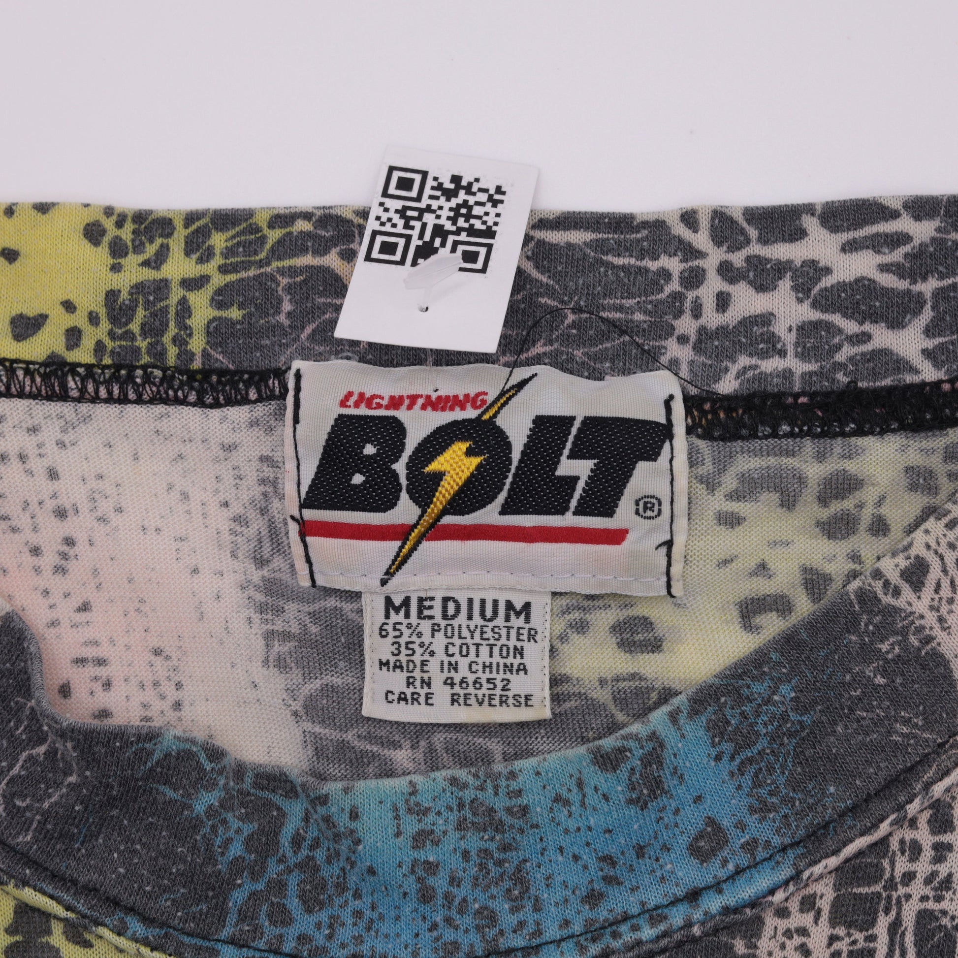 90s Lightning Bolt Abstract Crackle Stripe T-Shirt Pastel Crew Neck Medium