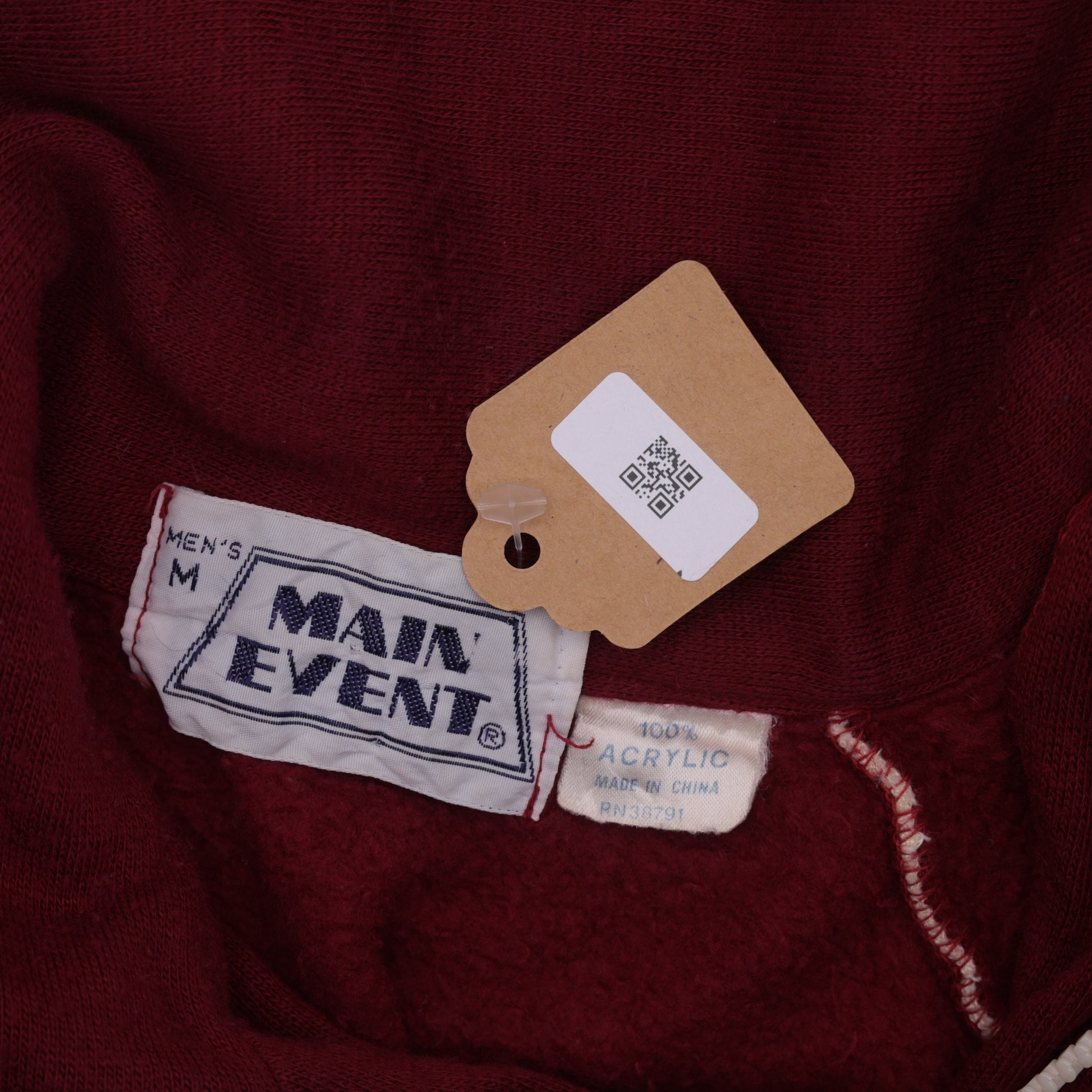 80s Burgundy Track Jacket Zip Up Sweatshirt White Striped Raglan Medium M