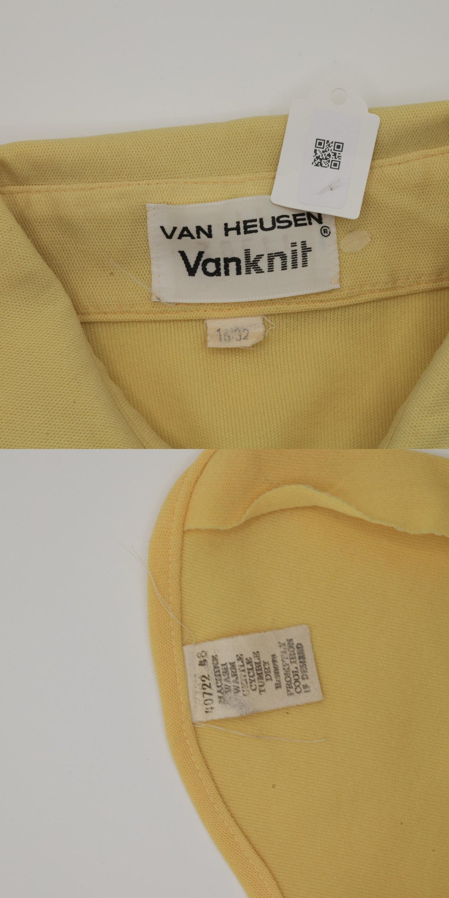 70s Van Heusen Yellow Pointed Collar Button-Up Shirt Long Sleeve Large