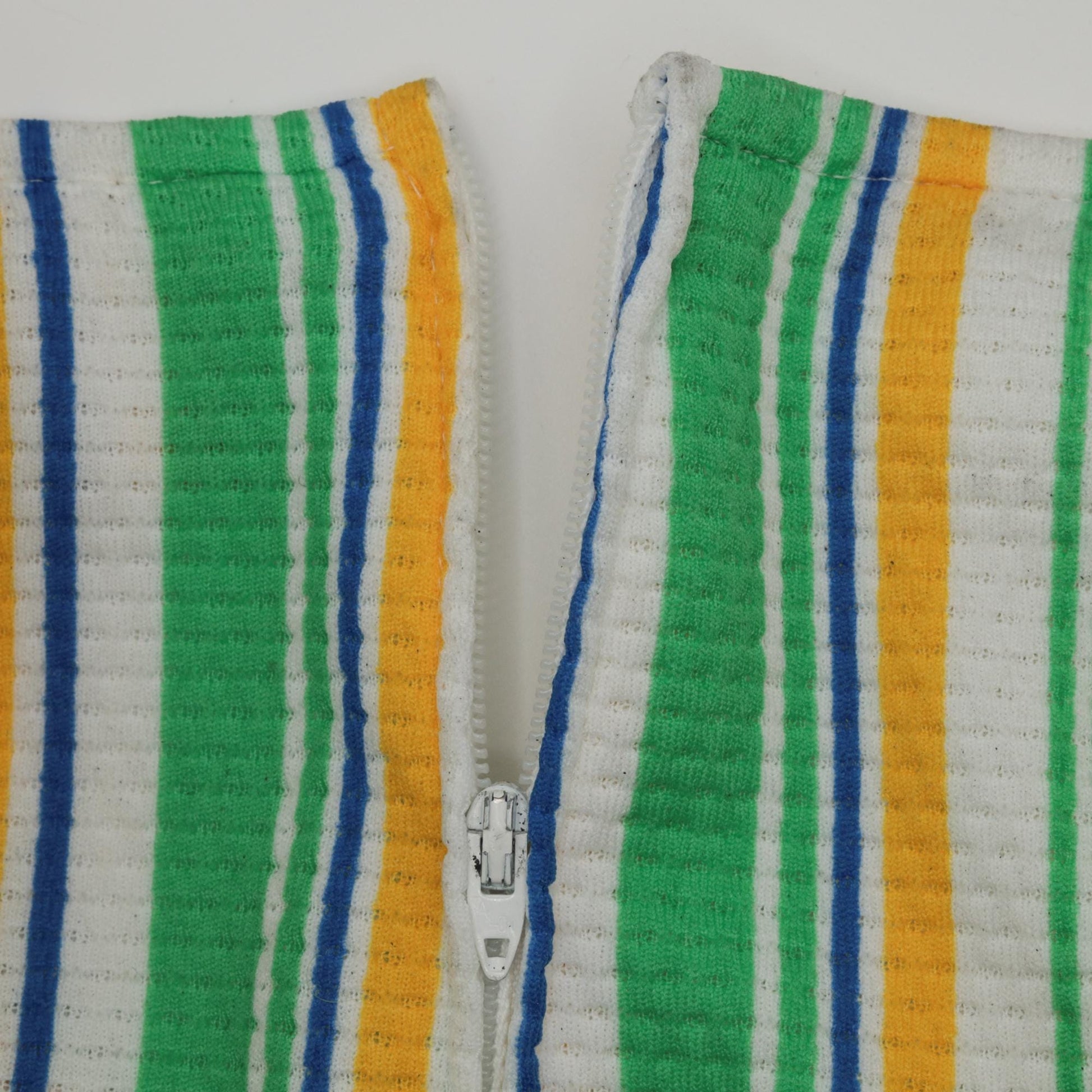 70s Striped Tank Top Scoop Neck Sleeveless Blouse Yellow Green Blue Small
