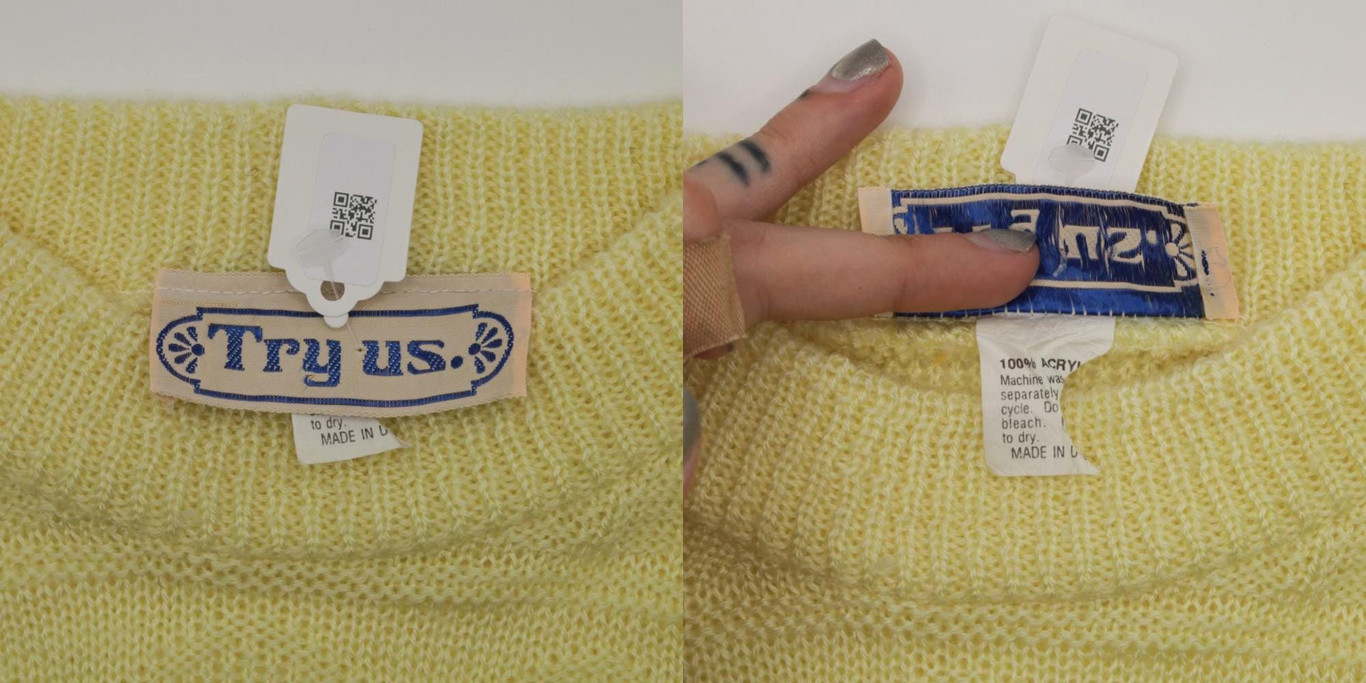 80s Light Yellow Textured Knit Short Sleeve Sweater Striped Zig Zag Medium
