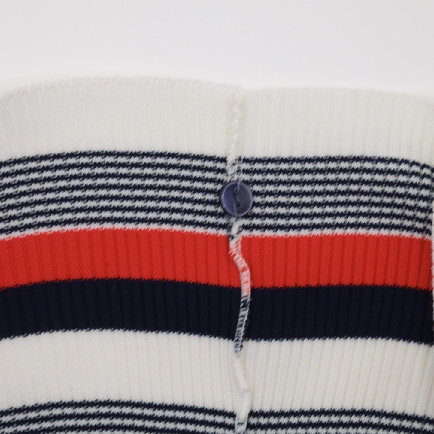 70s Striped Keyhole Neck Blouse Red White Navy Short Sleeve Small Medium