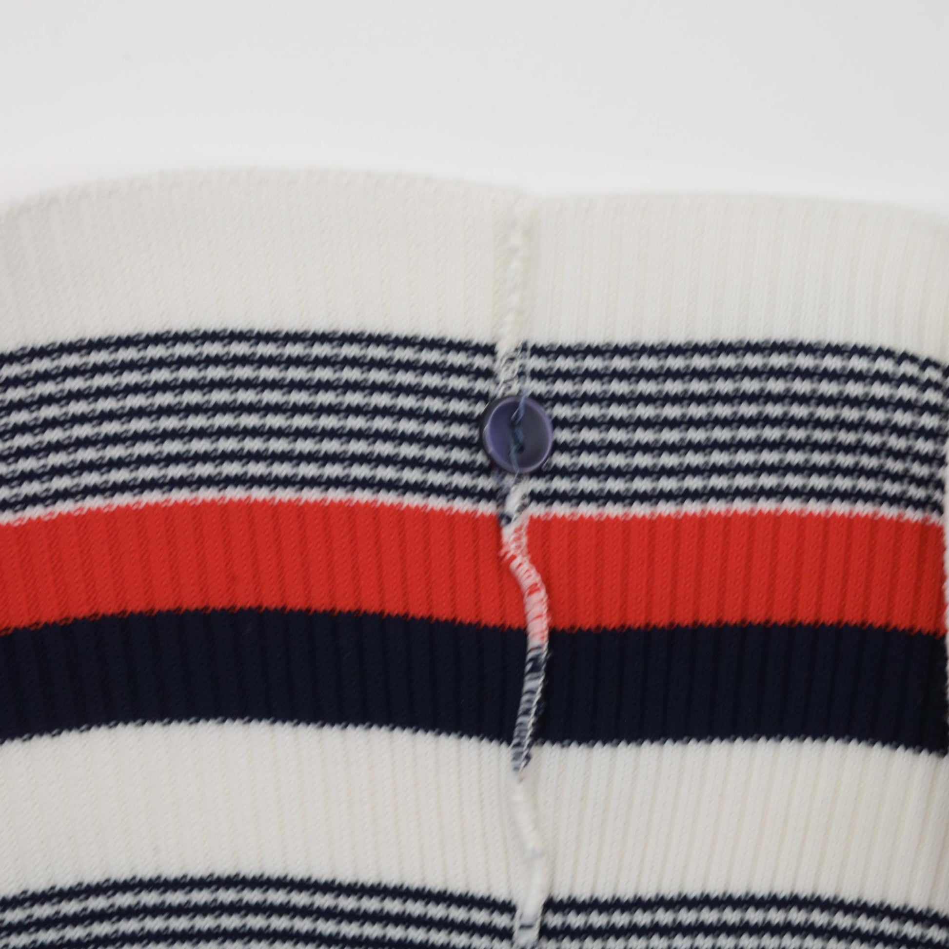 70s Striped Keyhole Neck Blouse Red White Navy Short Sleeve Small Medium