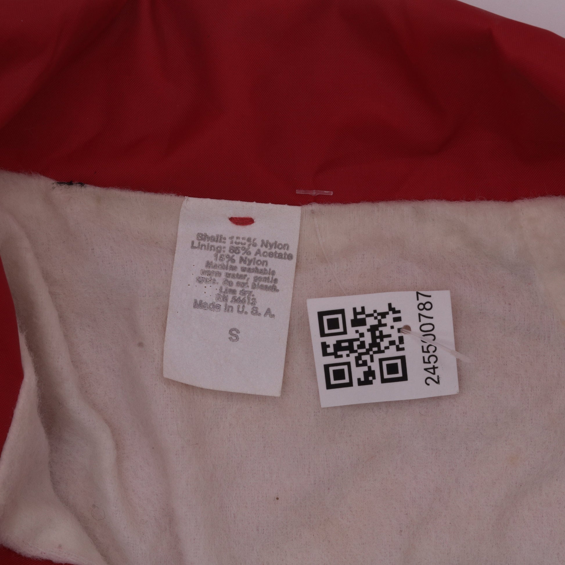 70s Red Windbreaker Jacket Snap Button N Strawberry Patch Small
