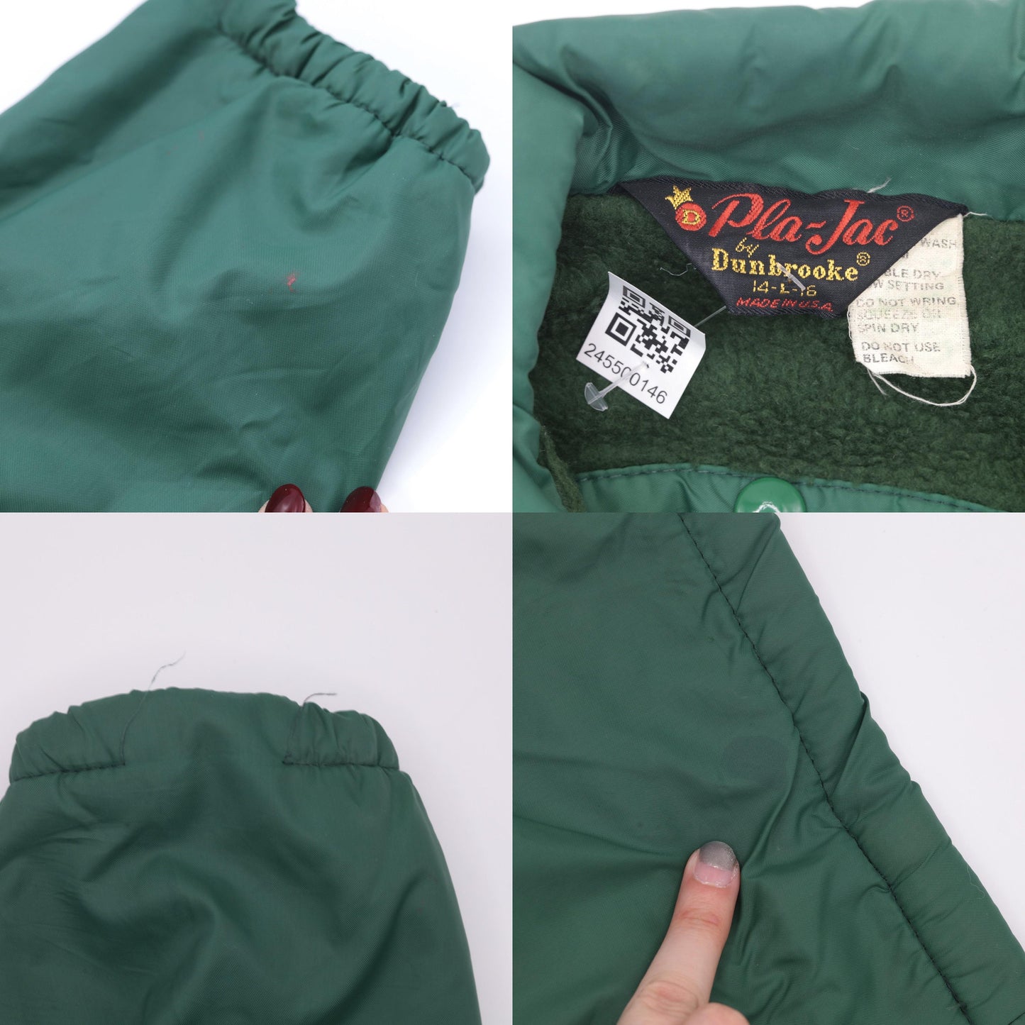 70s Payson High School Band Windbreaker Green Nylon Fleece Lined Youth Large
