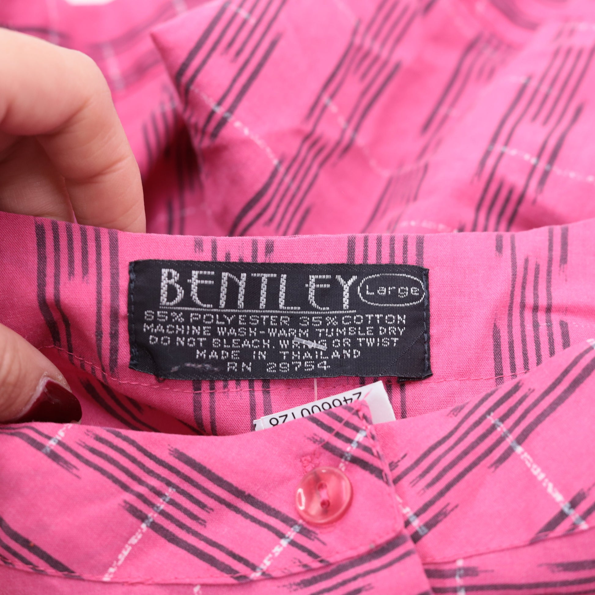 80s Bentley Pink Plaid Romper Button Front Short Sleeve Medium Large