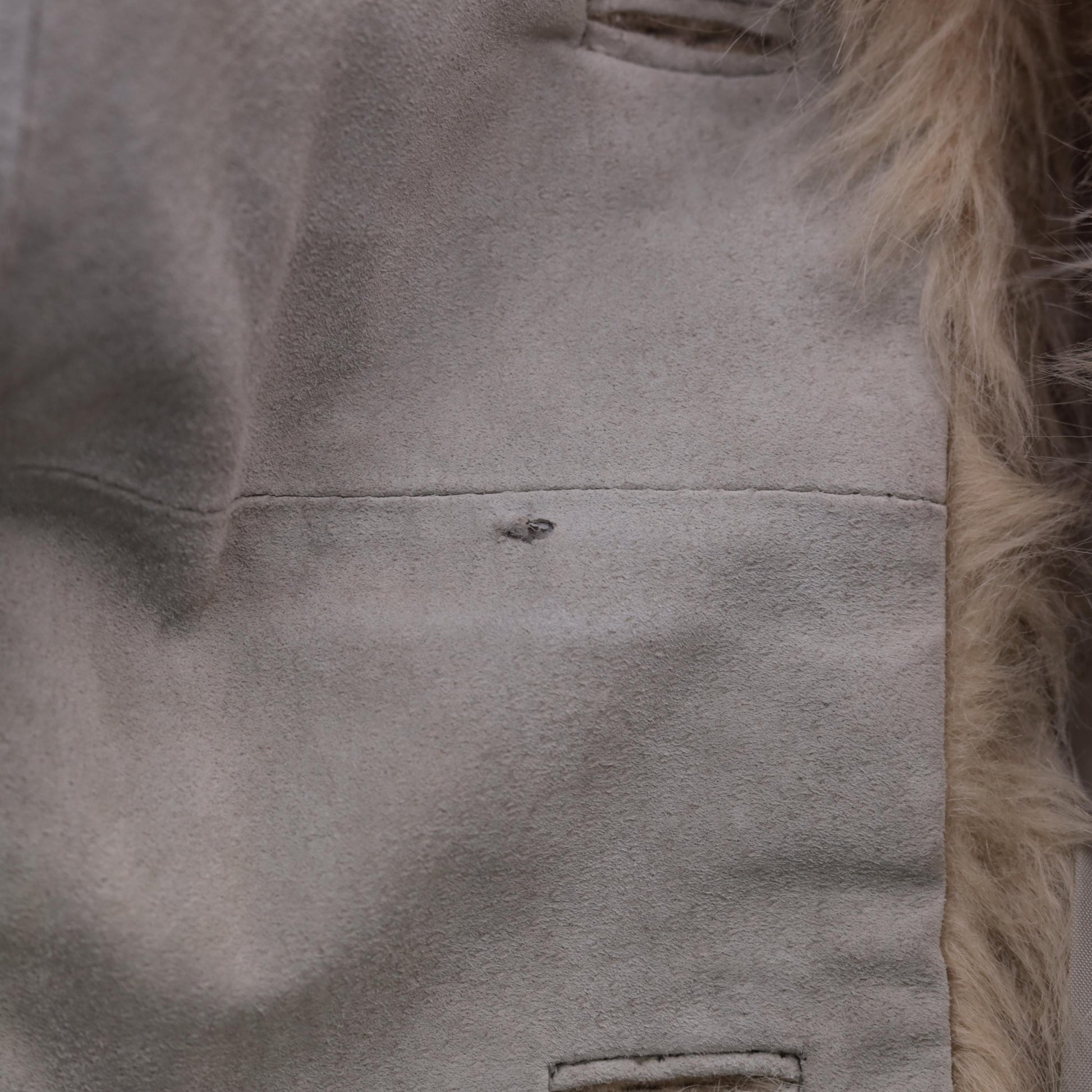 Y2K Grey Suede Jacket Faux Fur Trim Button Up Wilsons Medium