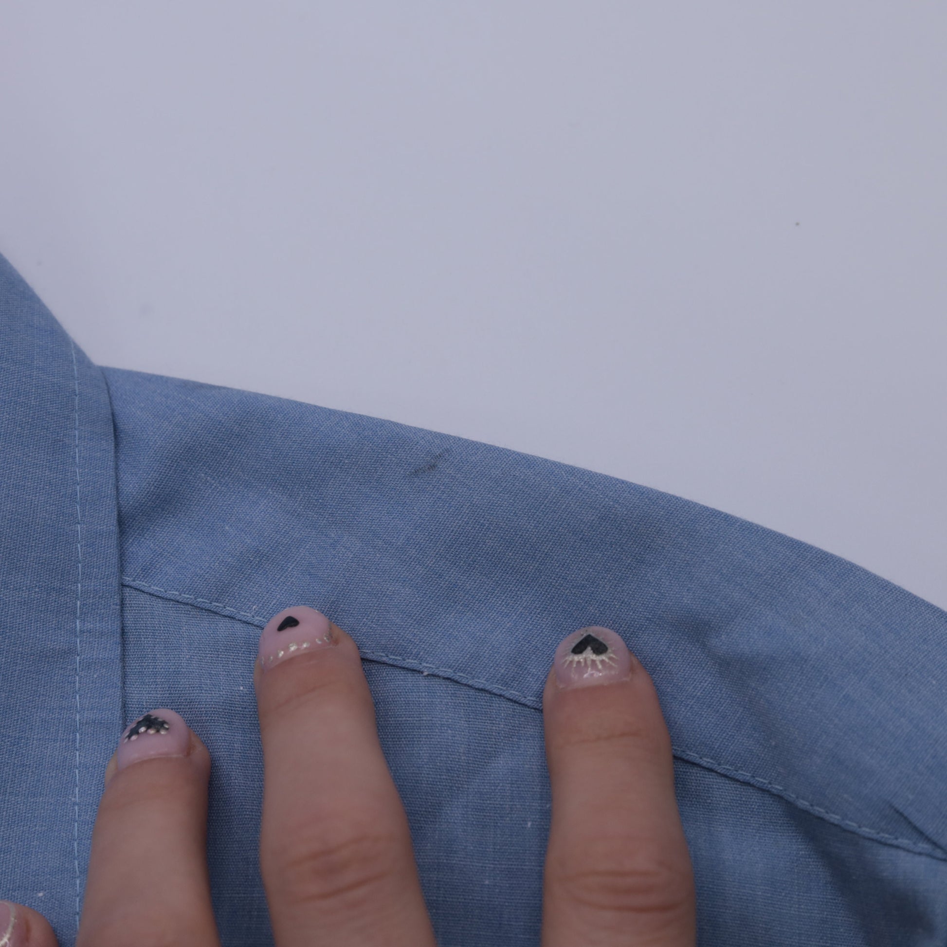 70s Fleetline Chambray Button-Up Shirt Blue Dagger Collar Short Sleeve Small