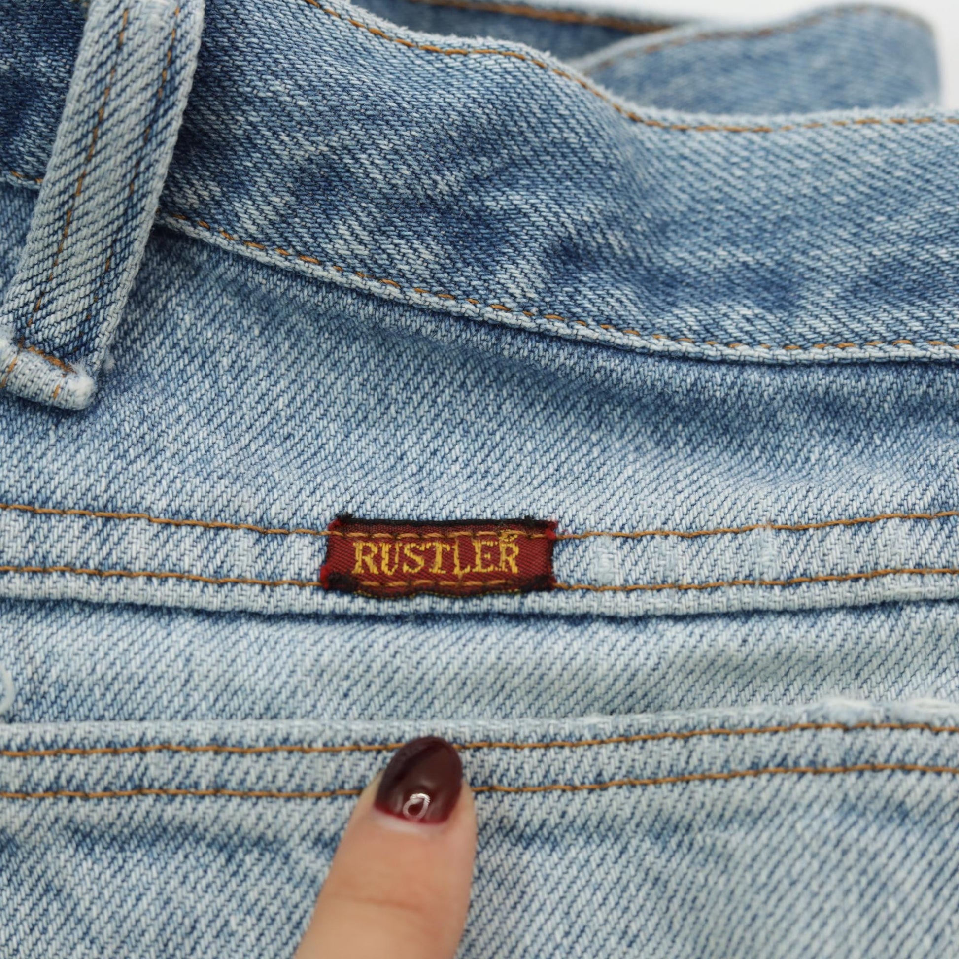 90s Rustler High Rise Straight Leg Jeans Blue Distressed Ripped 38x30