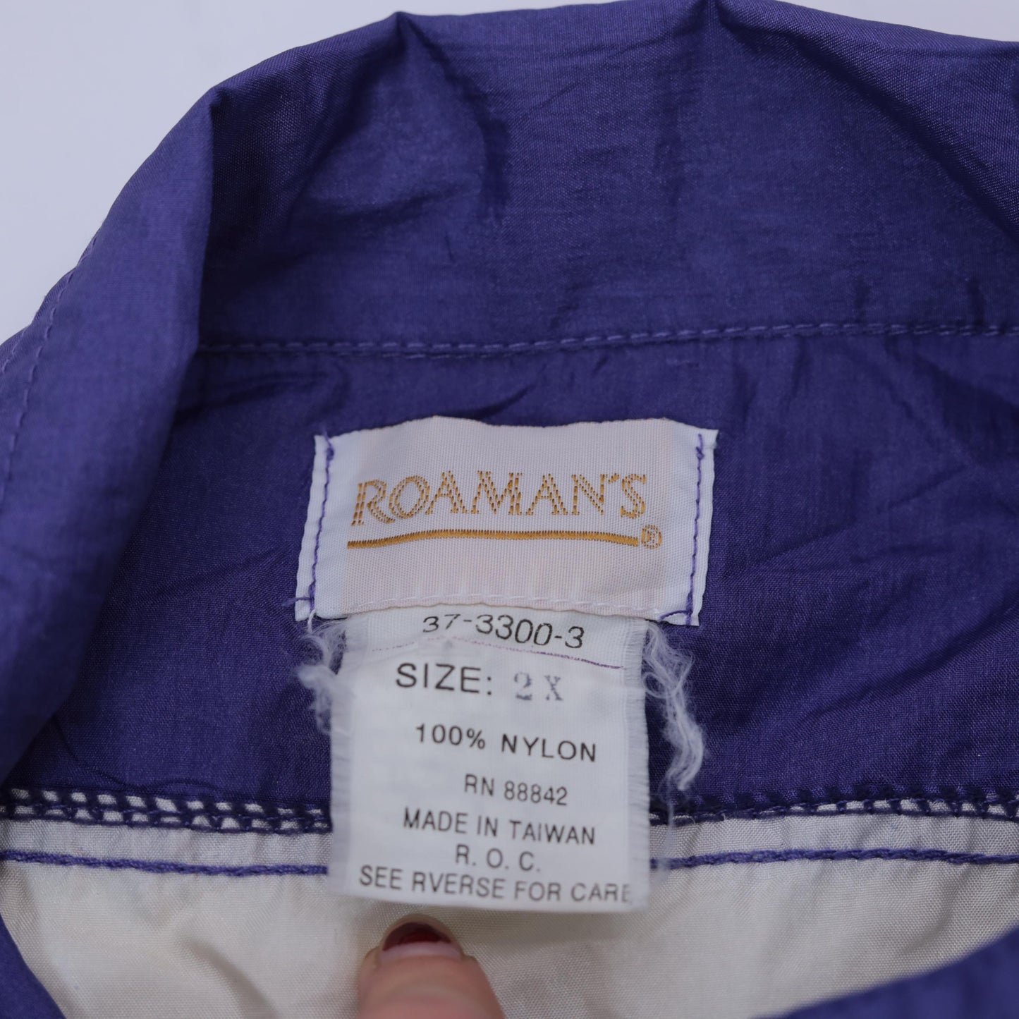 90s Purple White Colour Block Windbreaker Jacket Nylon Zip Plus Size XXL