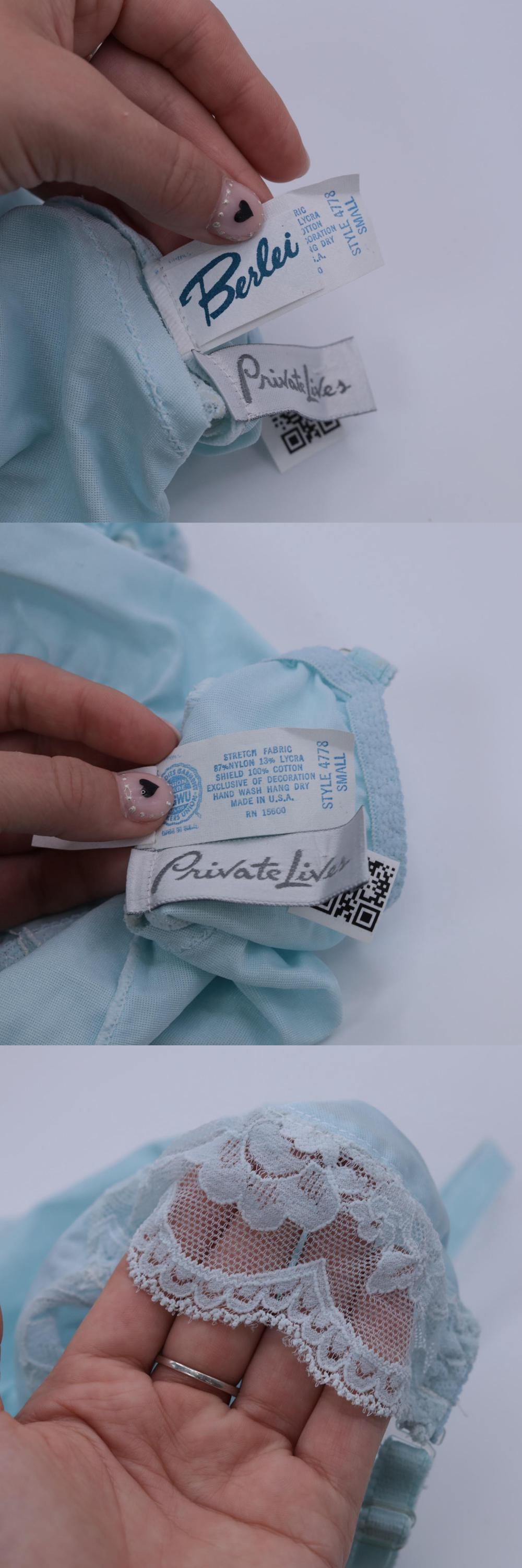 80s Baby Blue Lace Teddy Bodysuit High Cut Open Back Small S
