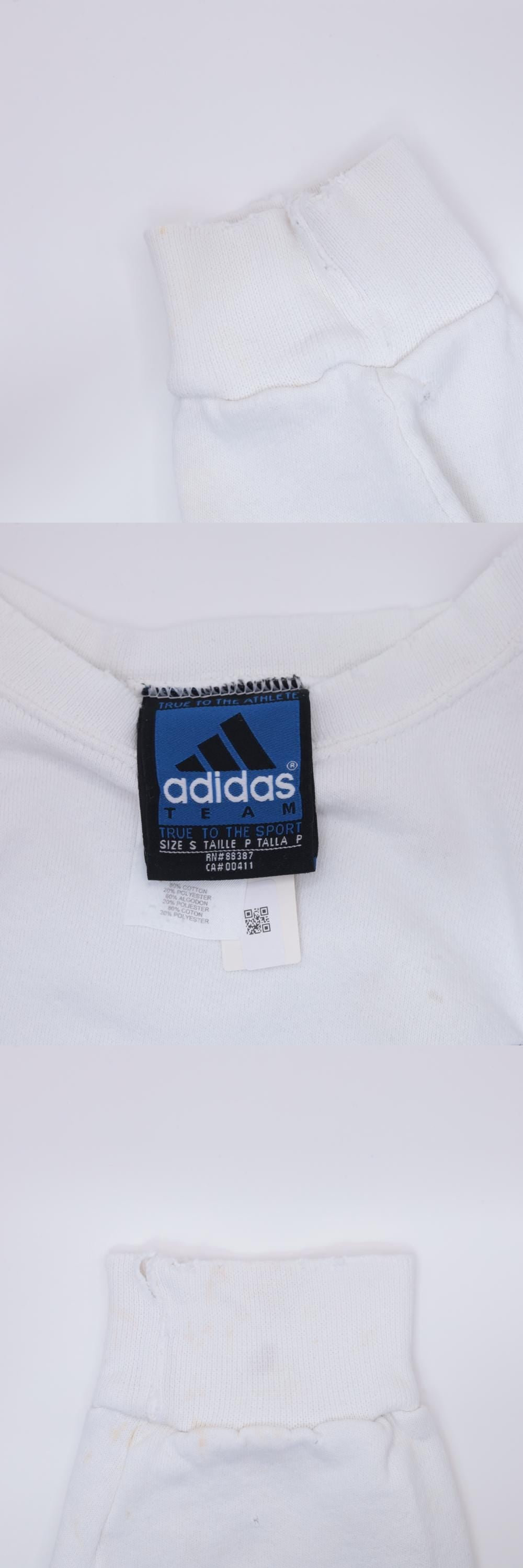 90s Adidas White Embroidered Logo Crewneck Sweatshirt Small