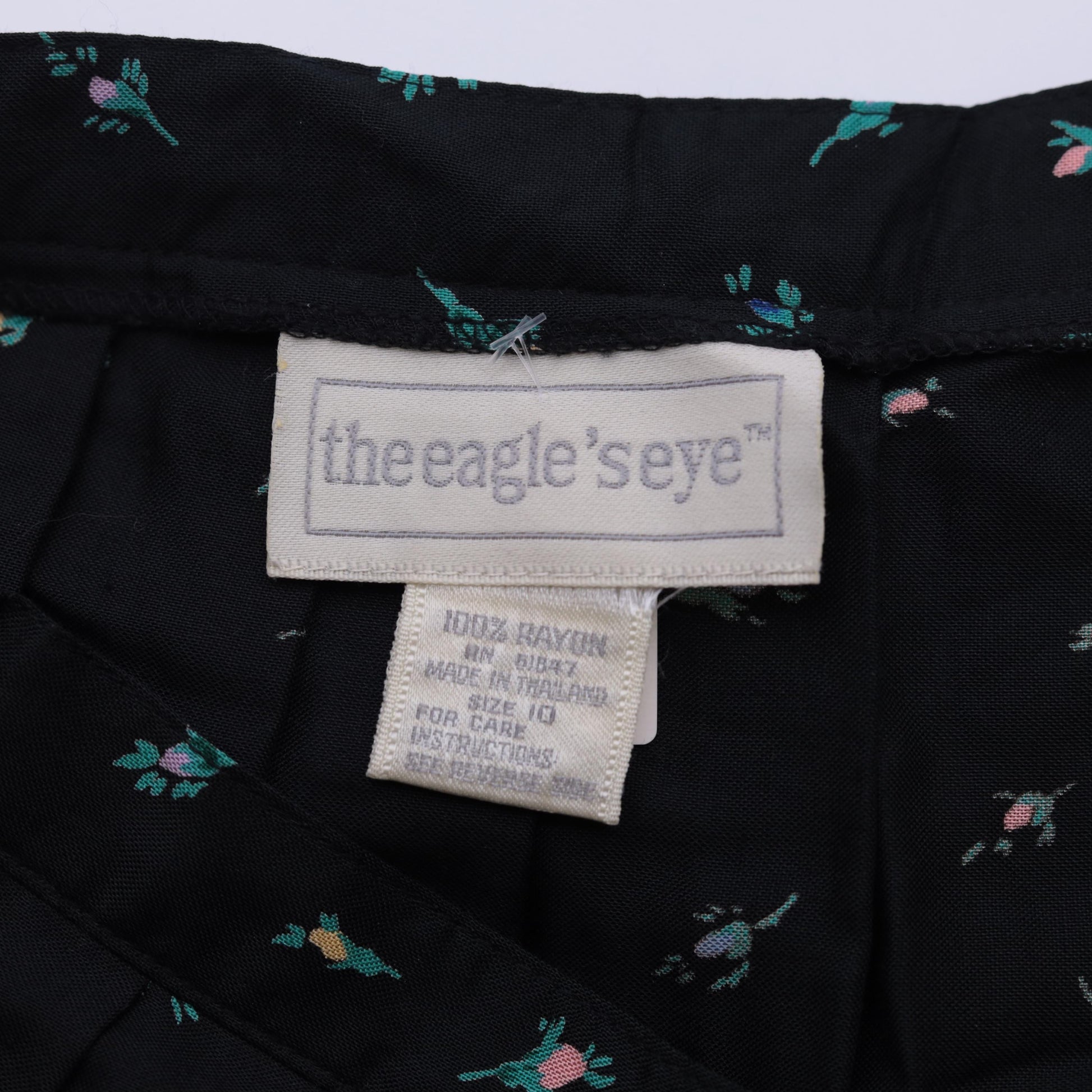 90s The Eagle's Eye Floral Midi Skirt Black Botanical Rayon Small